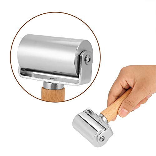 Premium Leatherworking Roller - 60mm Carbon Steel Leather Press Roller with Wooden Handle for Leathercrafting, DIY Projects & Leather Glue Application - Perfect for Leather Stamping, Embossing & Crafting Accessories