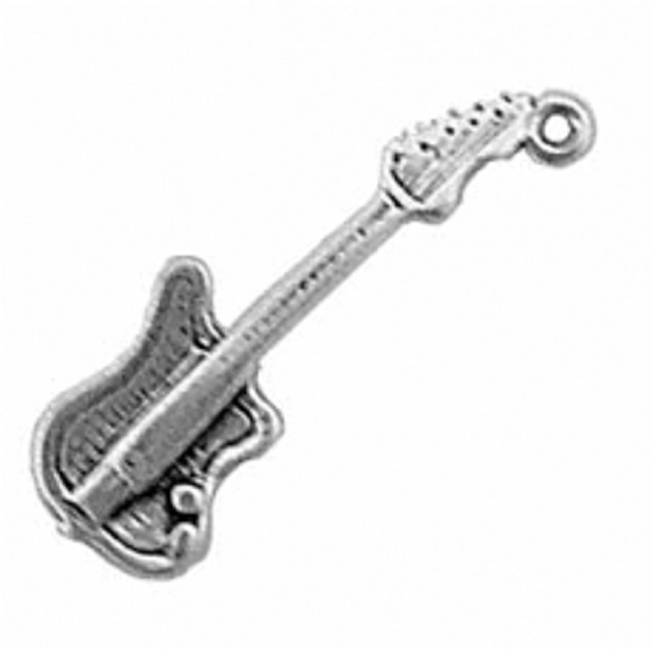 Sterling Silver 3D Electric Guitar Charm Bead for Bracelet Making - Perfect for Musicians Jewelry, DIY Craft Projects & Music Lover Gifts