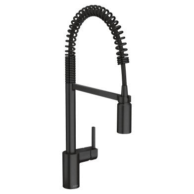 Moen 5923BL Matte Black Align Kitchen Faucet with Spring Pulldown Spray - Modern Pull-Down Sprayer for Easy Dishwashing & Food Prep in Contemporary Kitchens
