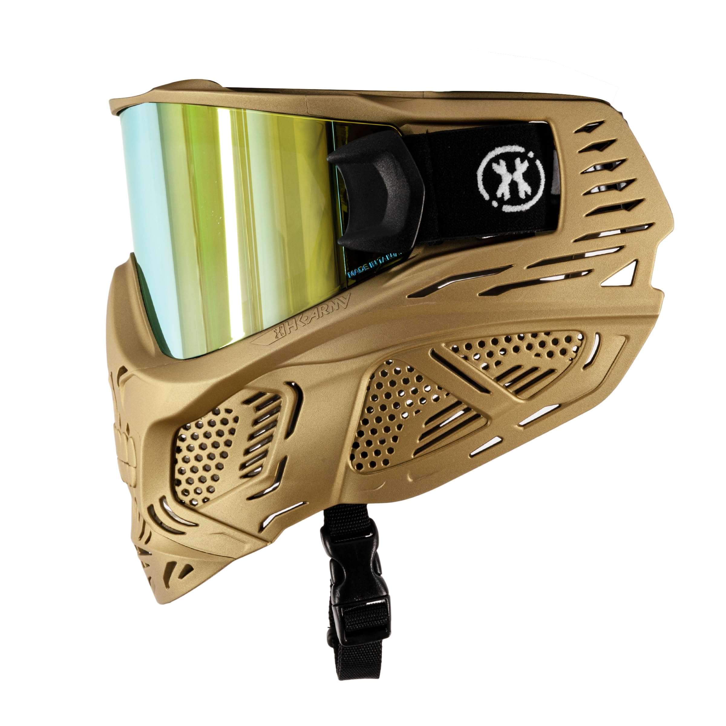 HK Army HSTL Skull Paintball Goggles & Airsoft Mask - Metallic Gold Tactical Face Protection for Outdoor Sports & Airsoft Battles