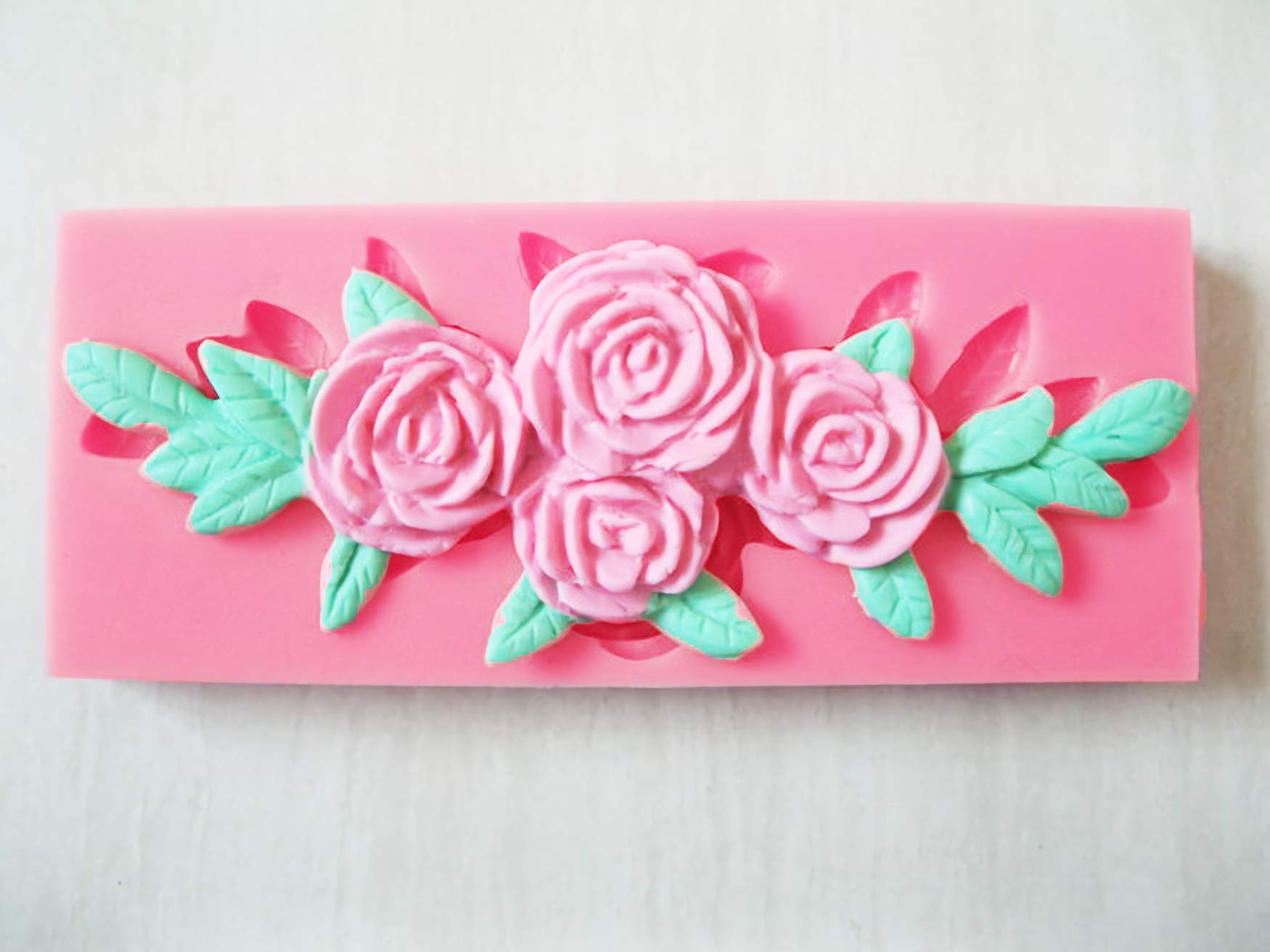 2-Piece Four Roses Silicone Candy Mold Set - Fondant, Chocolate, Sugar Craft DIY Cake Decorations - Perfect for Cake Toppers, Desserts, Ice Cubes, Pudding & Candy Making