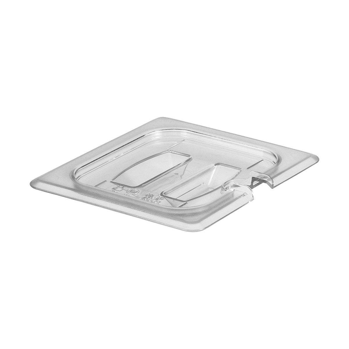 Cambro 60CWCHN135 Clear 1/6 Size Camwear Notched Food Pan Lid with Handle - Perfect for Commercial Kitchens, Catering, and Food Storage