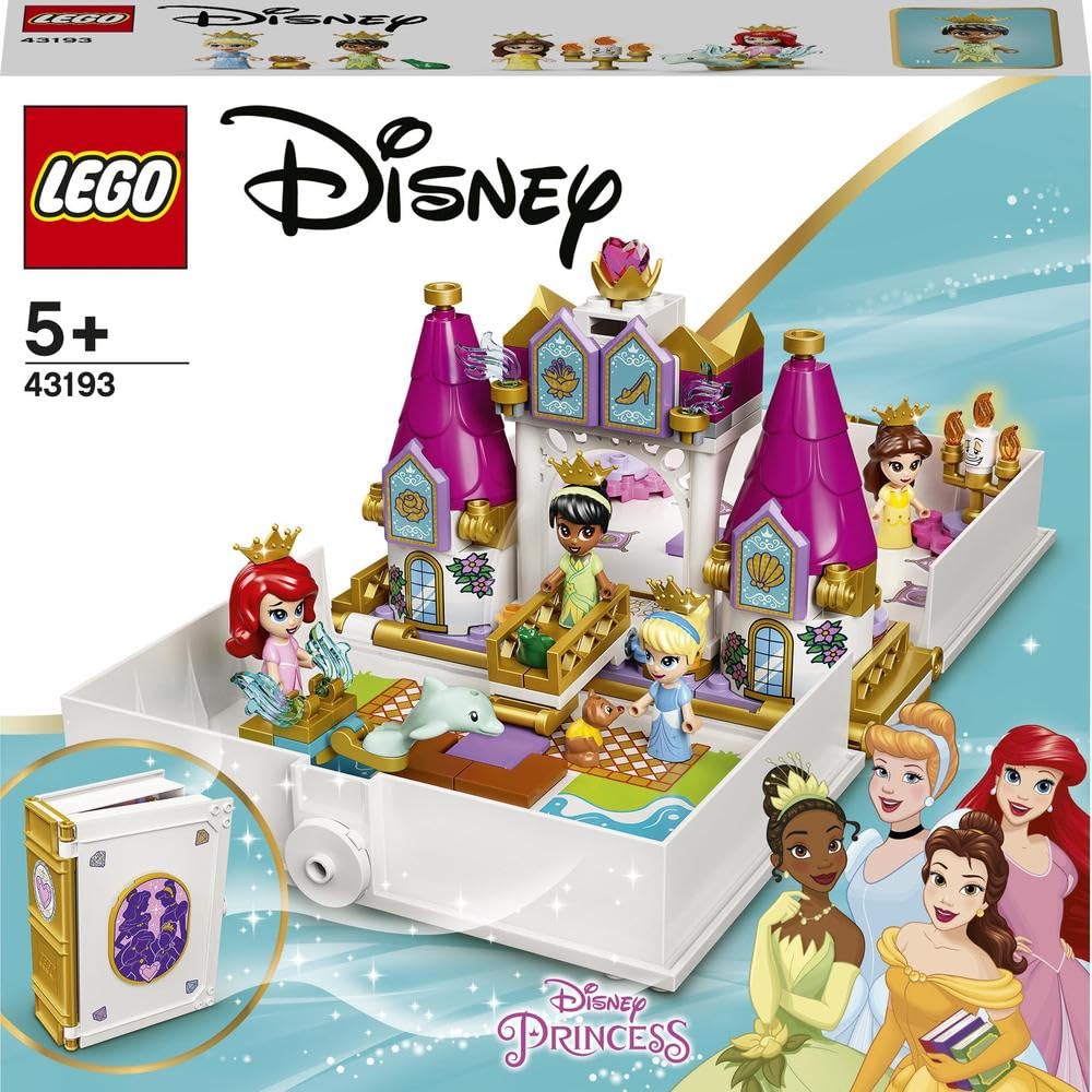 LEGO 43193 Disney Princess Storybook Adventures Building Kit with Ariel, Belle, Cinderella & Tiana - Creative Play Set for Kids Birthday Gifts & Disney Collectors