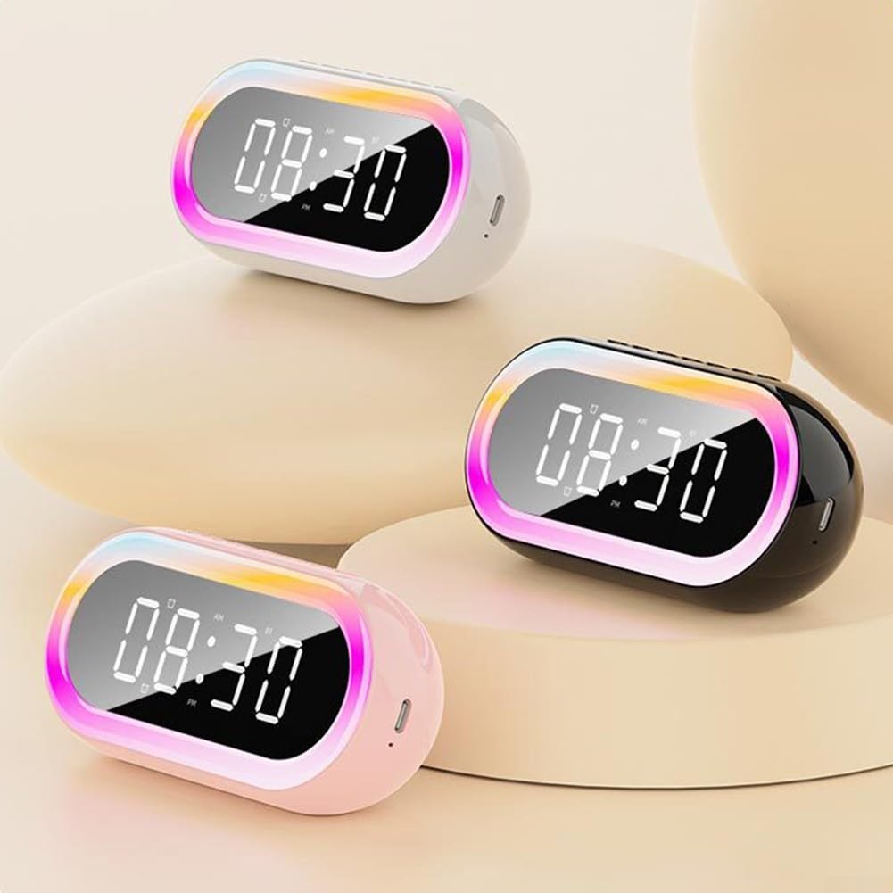 RGB Breathing Night Light Alarm Clock with Dual Alarms & USB Charging Port - Perfect for Bedroom, Home Office, and Travel (Black)