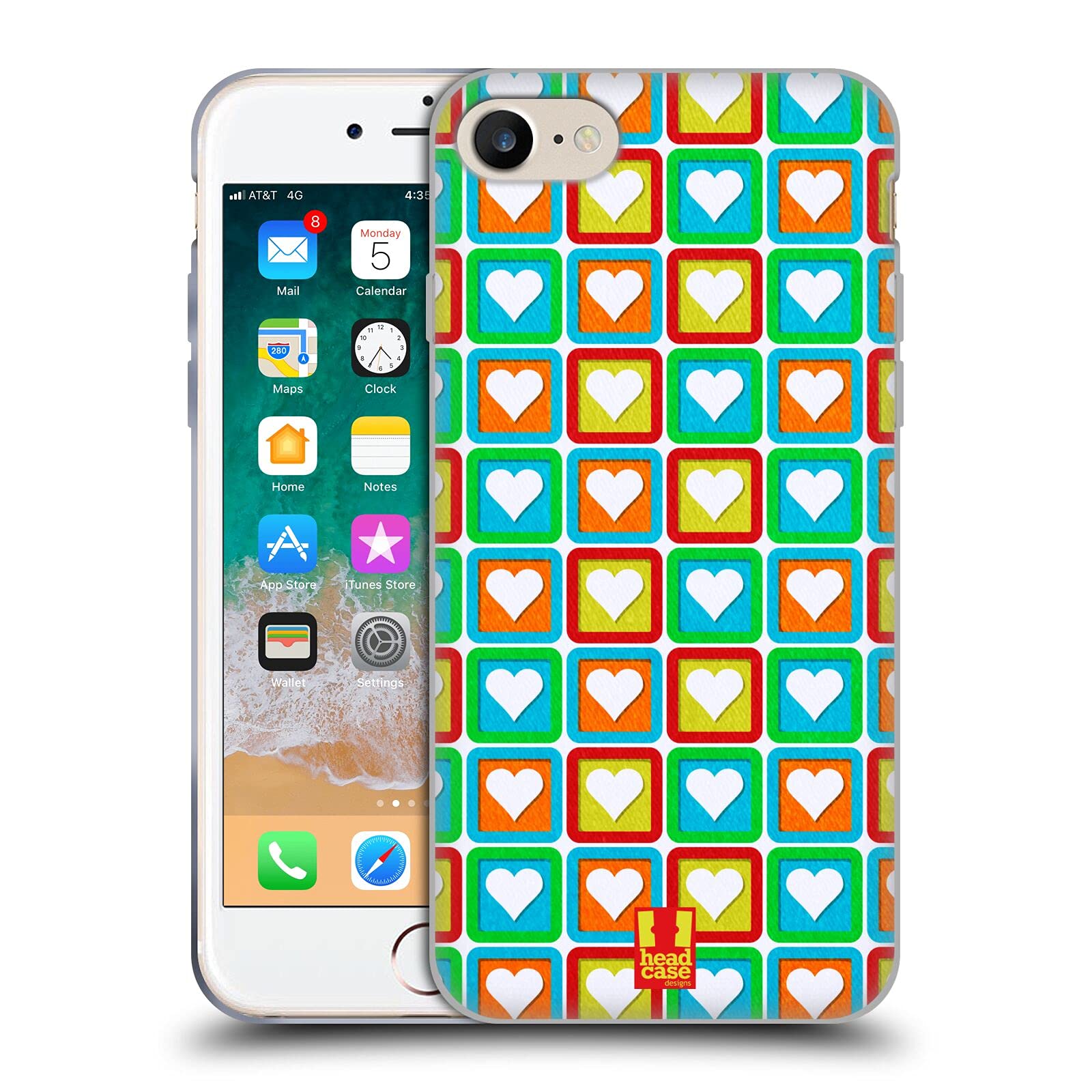 Heart Kiddie Stuff Soft Gel Phone Case for Apple iPhone 7/8/SE 2020 & 2022 - Cute Protective Cover for Kids, Girls & Teens - Perfect for School, Playtime & Everyday Use