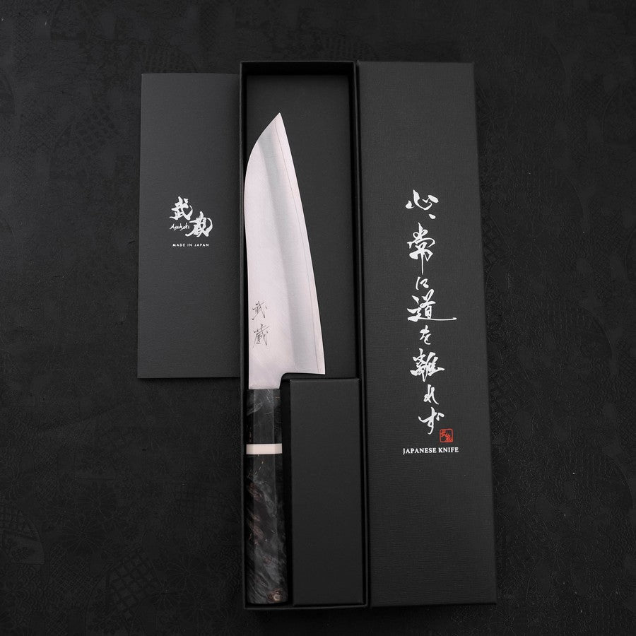 Premium Santoku Knife 150mm - VG-10 Stainless Steel Blade, Polished Marbled Maple Wood Handle - Perfect for Slicing, Dicing & Chopping Vegetables, Meat & Fish