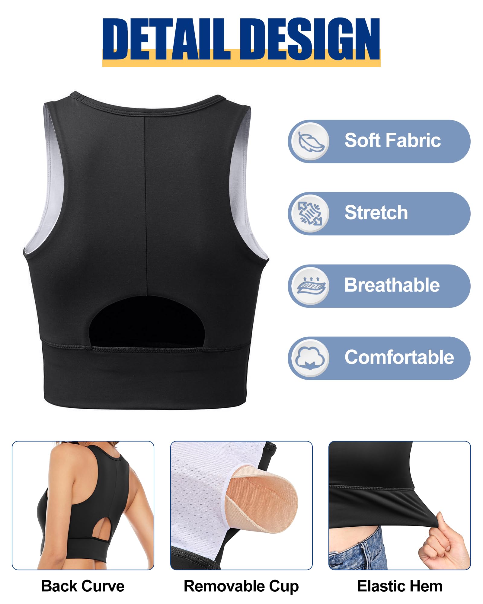 Nine Bull High Impact Sports Bras for Women - Removable Padded Yoga Racerback Bra Workout Crop Top - Perfect for Running, Gym, Yoga & High-Intensity Training
