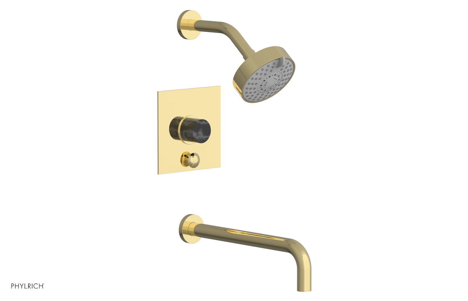 BASIC II 12 Pressure Balance Tub and Shower Set - Black Marble Finish (230S 28 12) | Perfect for Modern Bathroom Renovations & Spa-Like Showers
