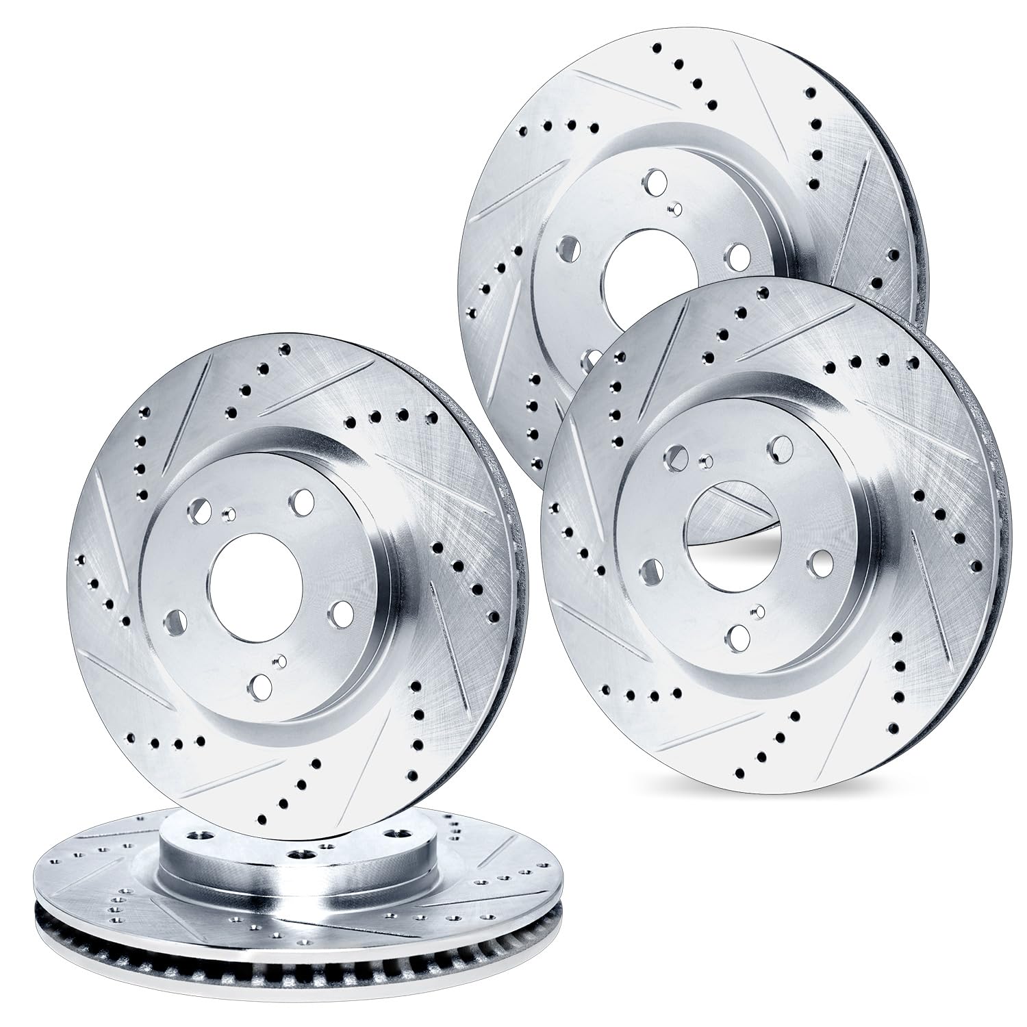 R1 Concepts eLINE Series Front & Rear Drilled & Slotted Brake Rotors for 2006-2013 VW CC Golf R Passat R32 | High Performance Braking for Street & Track Use