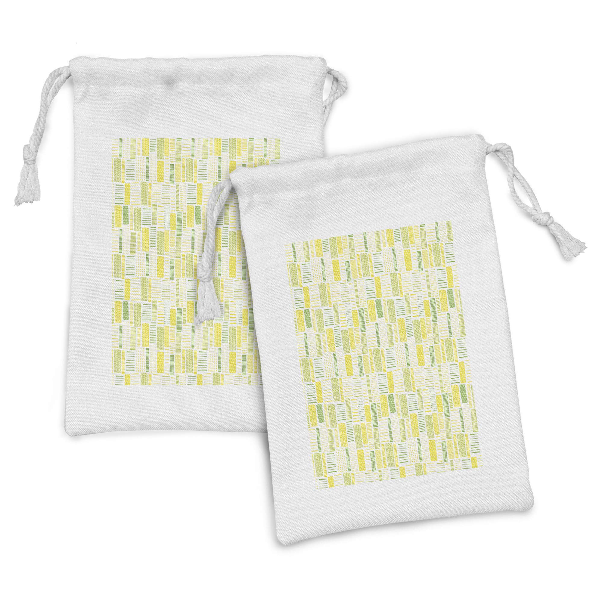 Ambesonne Abstract Fabric Pouch Set of 2 - Geometric Pastel Drawstring Bags for Toiletries, Makeup, Jewelry & Travel Accessories (9