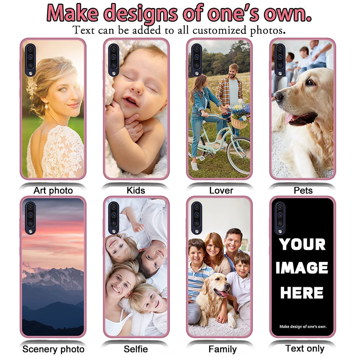 Custom Photo Phone Case for Samsung Galaxy A50 - Personalized Picture Bumper Silicone Cover with Soft Matte Finish | Protective Candy Case for Birthday, Mother's Day Gift | Trendy Pink Protective Cover for Everyday Use & Special Occasions