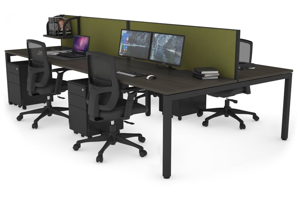 4-Person Office Workstation with Quadro Square Legs - 1800L x 800W Desk with Cable Management Scallop | Perfect for Collaborative Workspaces & Open Office Environments