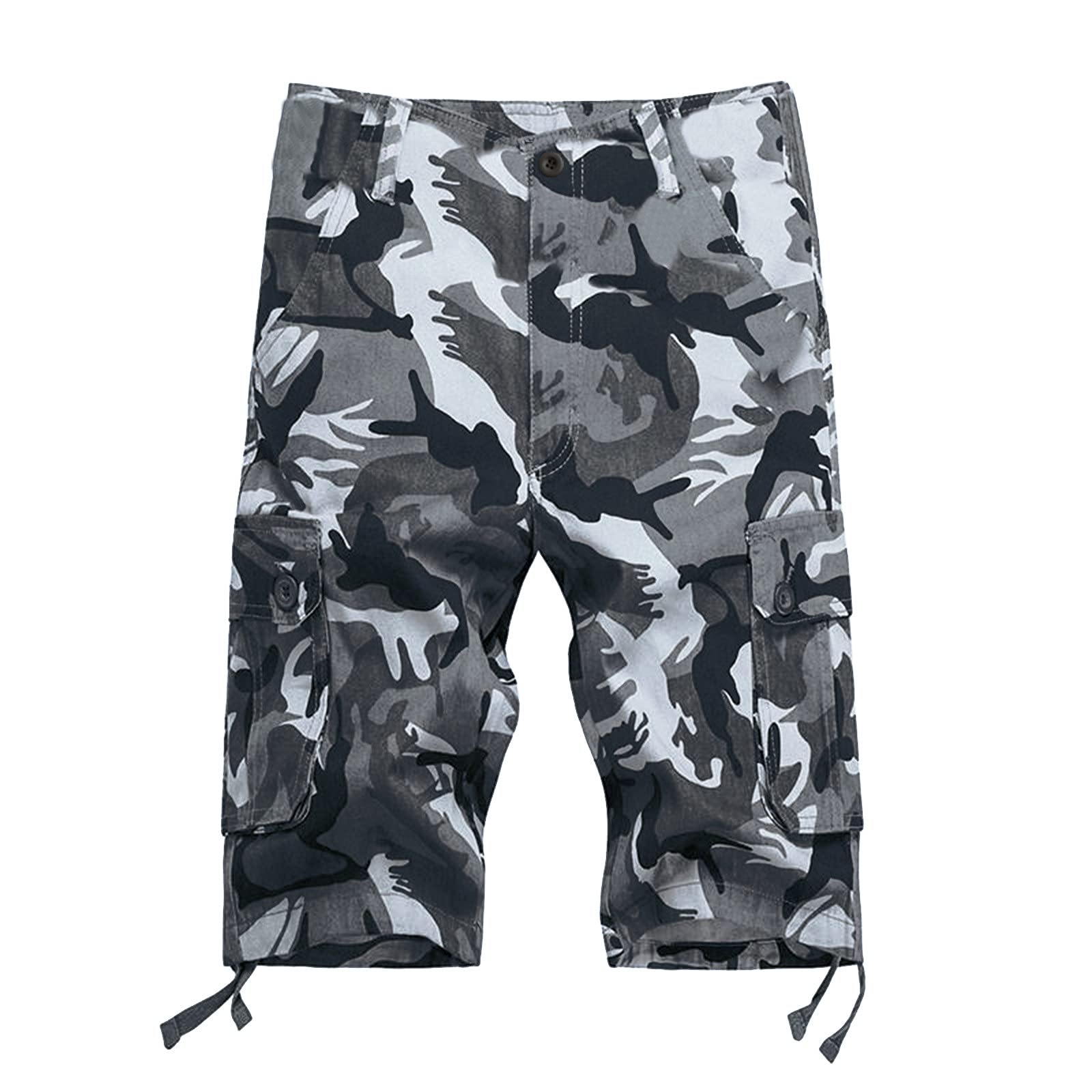 QWENTMTNTY Men's Camouflage Cargo Pants with Multi-Pocket Design - Summer Fashion Shorts for Outdoor Activities, Hiking & Casual Wear