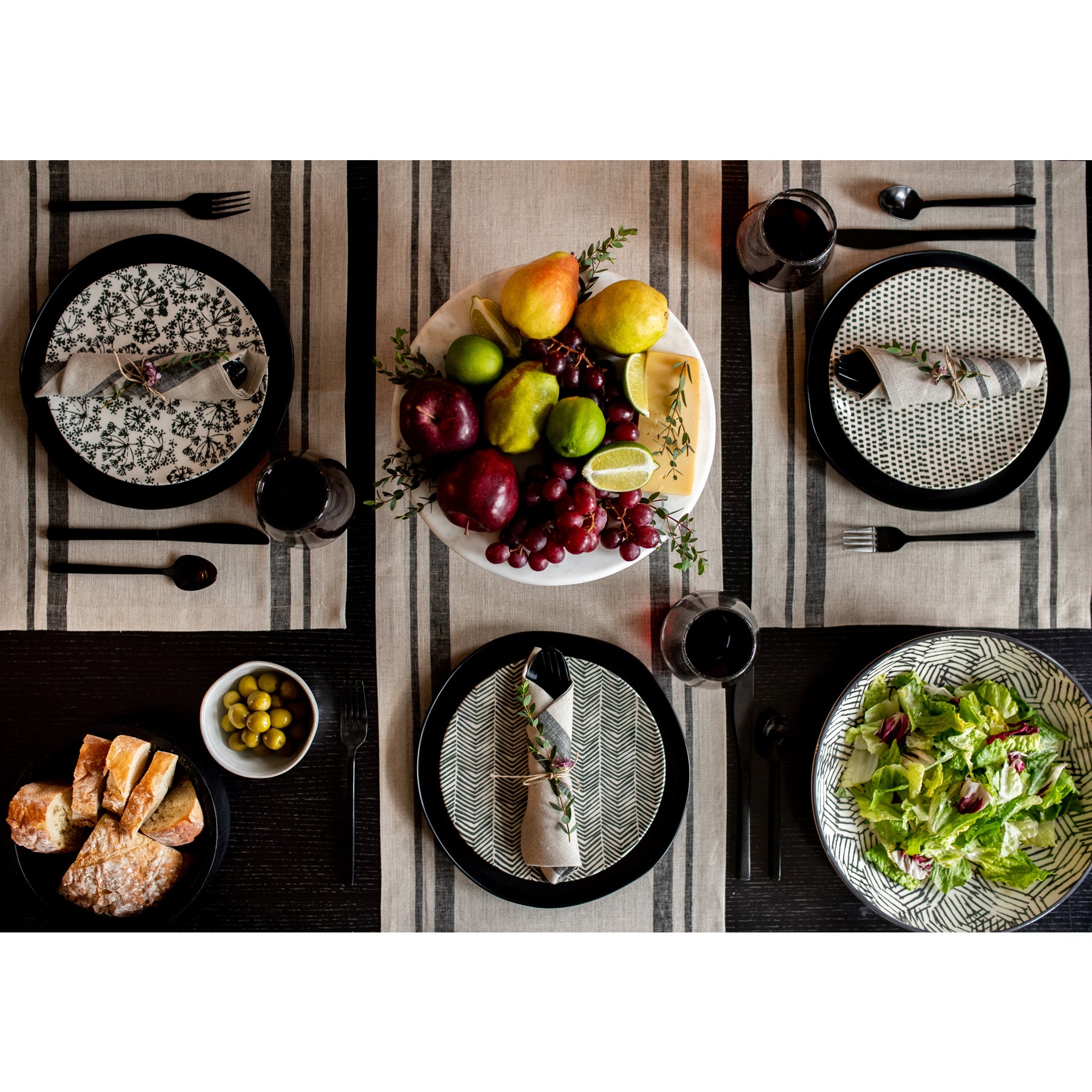 French Striped Placemats Set of 6 - Waterproof Woven Table Mats for Dining & Kitchen Decor - Perfect for Dinner Parties, Holiday Tablescapes & Home Styling