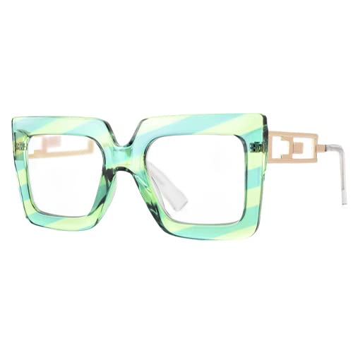 Bullabulling Blue Light Blocking Reading Glasses - Oversized Square Frames for Women - Reduce Eye Strain for Computer Work, Reading & Screen Time