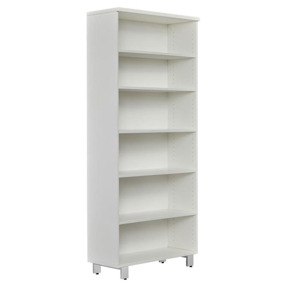 K101 Modern White 6-Shelf Bookcase - Contemporary Unique Furniture for Living Room, Office & Home Library
