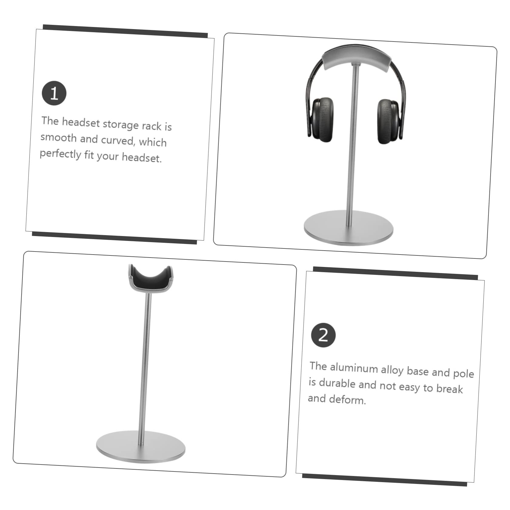 Alipis Silver Headphone Stand with Hanging Hook - Desk Organizer for Headset Storage, Cable Management, and Room Tidying - Perfect for Gaming, Office, and Home Use