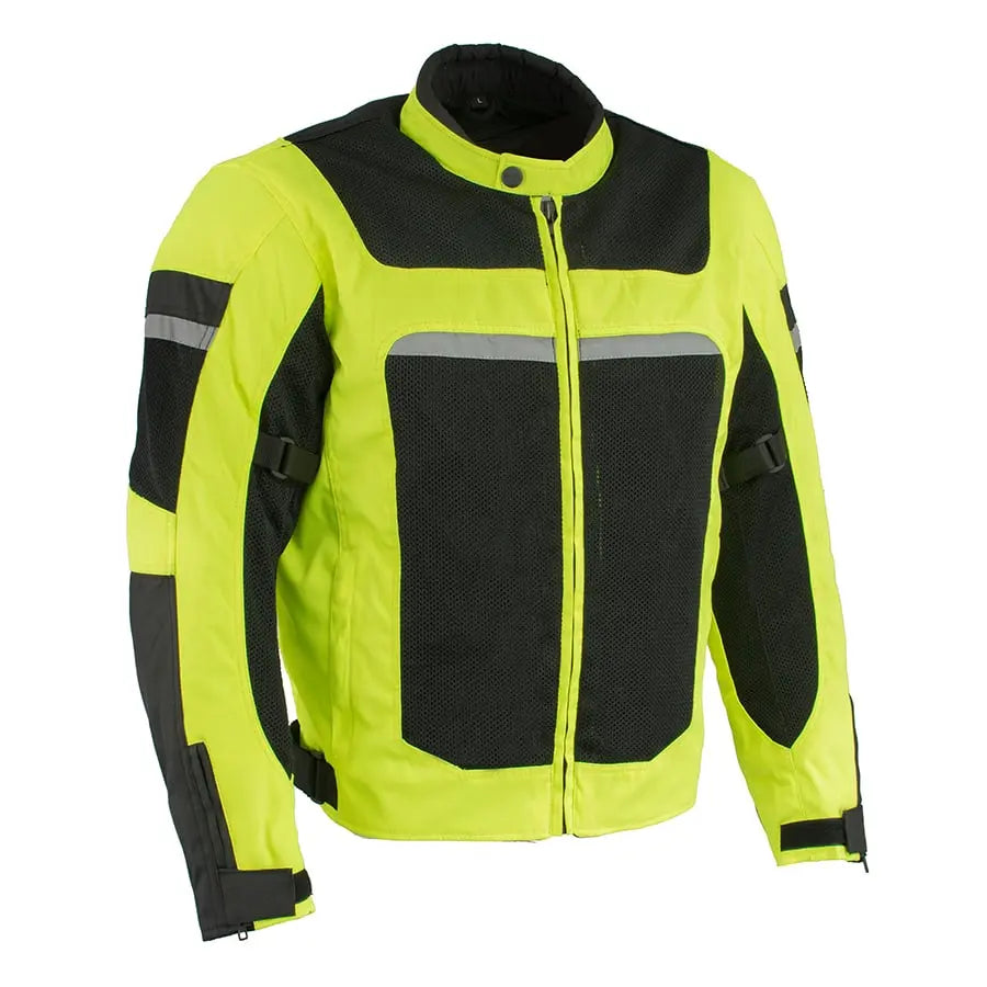 Milwaukee Leather Men's Mesh & Nylon Combo Racer Jacket - Lightweight Motorcycle Jacket for Men - Perfect for Riding, Racing & Outdoor Adventures