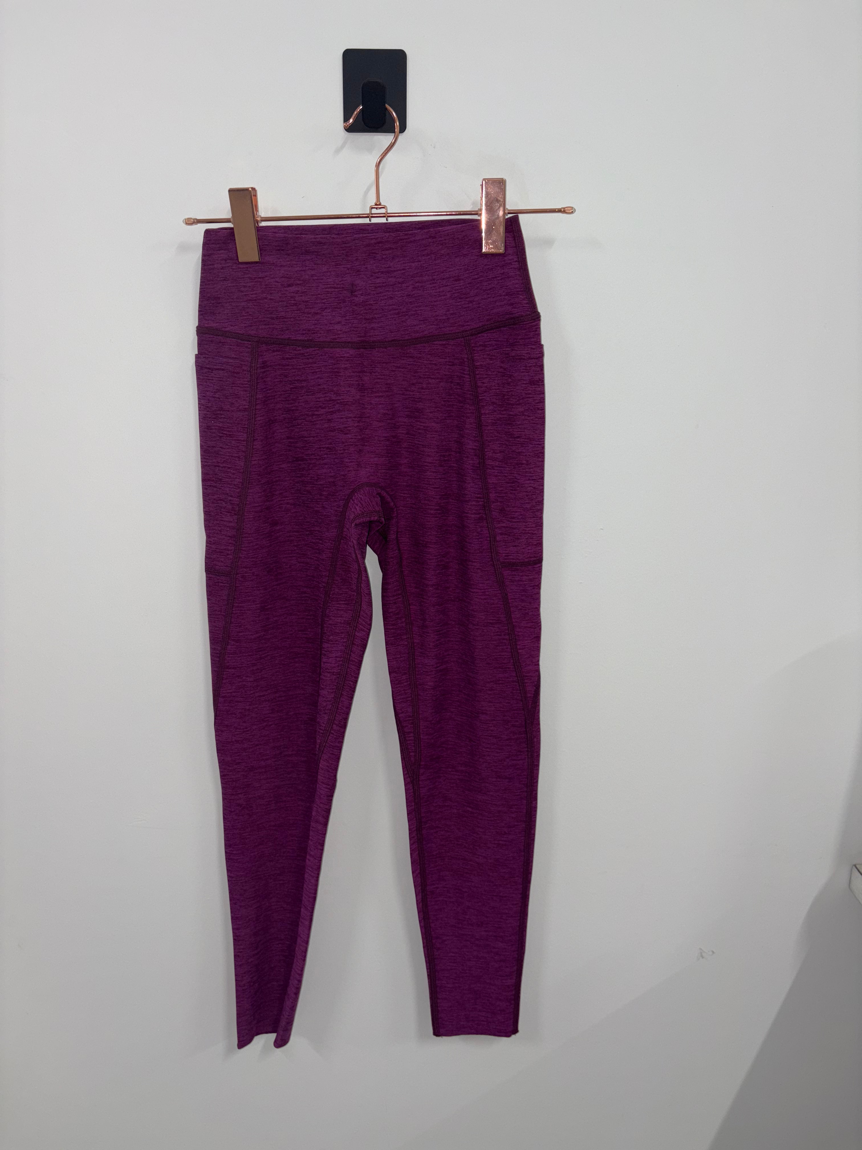 Dream Leggings with Pockets for Women - Soft High Waist Yoga Pants in Raspberry Pink (Small) - Perfect for Workouts, Running, Lounge & Travel