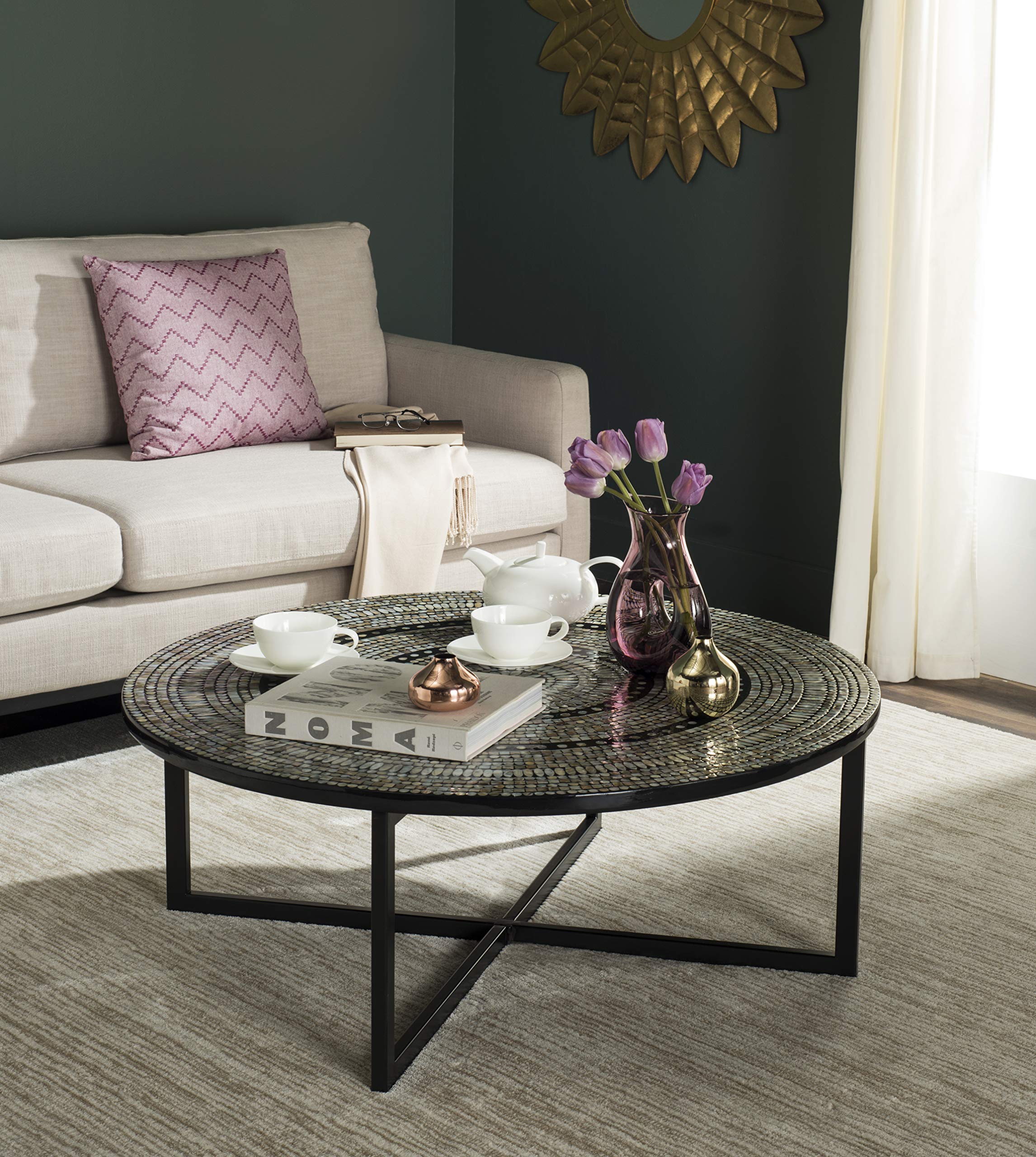 Safavieh Cheyenne Blue & White Coffee Table - Modern Living Room Furniture for Home Decor & Entertainment Spaces