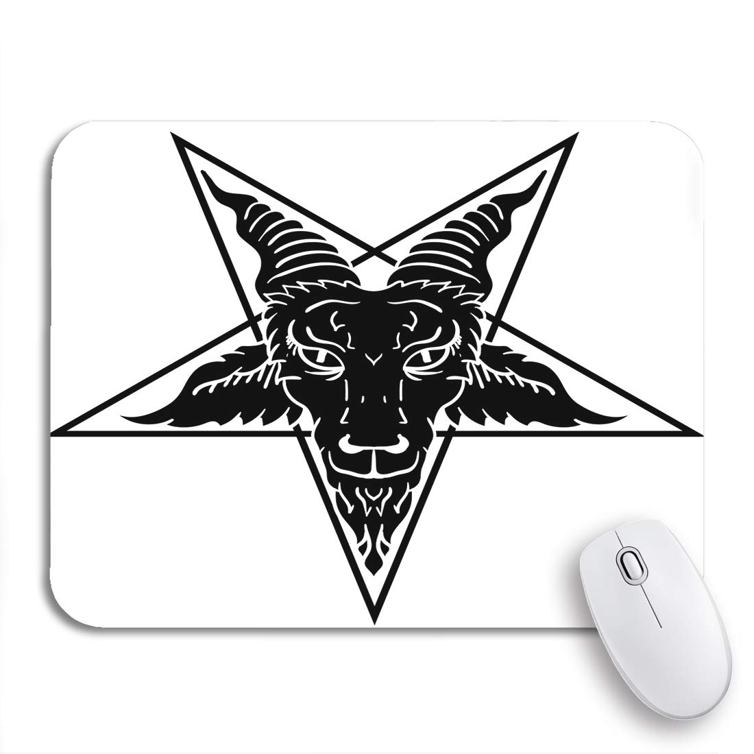 Baphomet Goat Head Gaming Mouse Pad - 9.5x7.9 Inch Non-Slip Rubber Base Mouse Mat for PC, Laptop & Notebook - Perfect for Gamers, Tattoo Enthusiasts & Gothic Decor