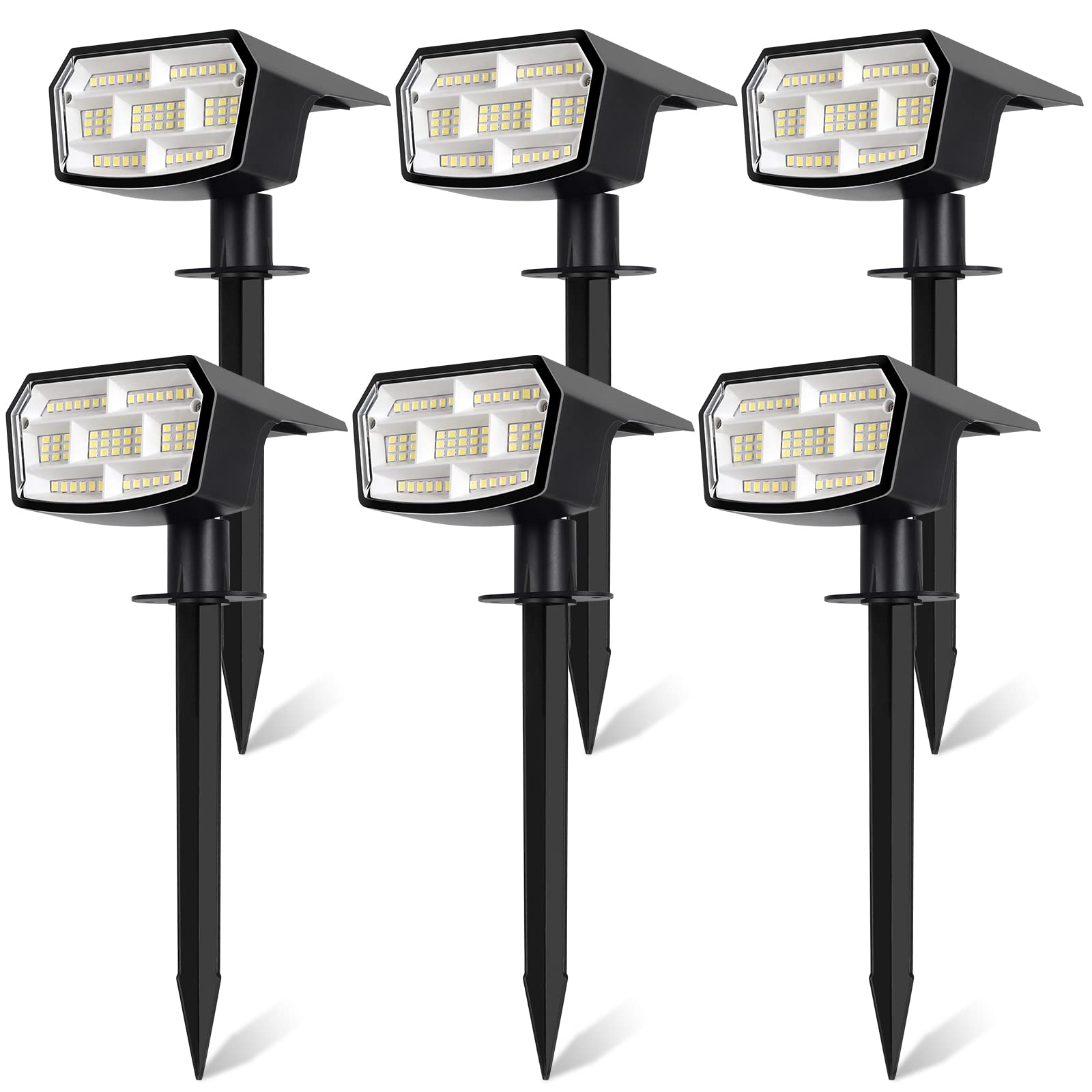 6-Pack 59 LED Solar Spot Lights Outdoor Waterproof - 3 Lighting Modes Solar Landscape Lights for Garden, Pathway, Driveway, Walkway - Perfect for Yard Decoration and Nighttime Safety