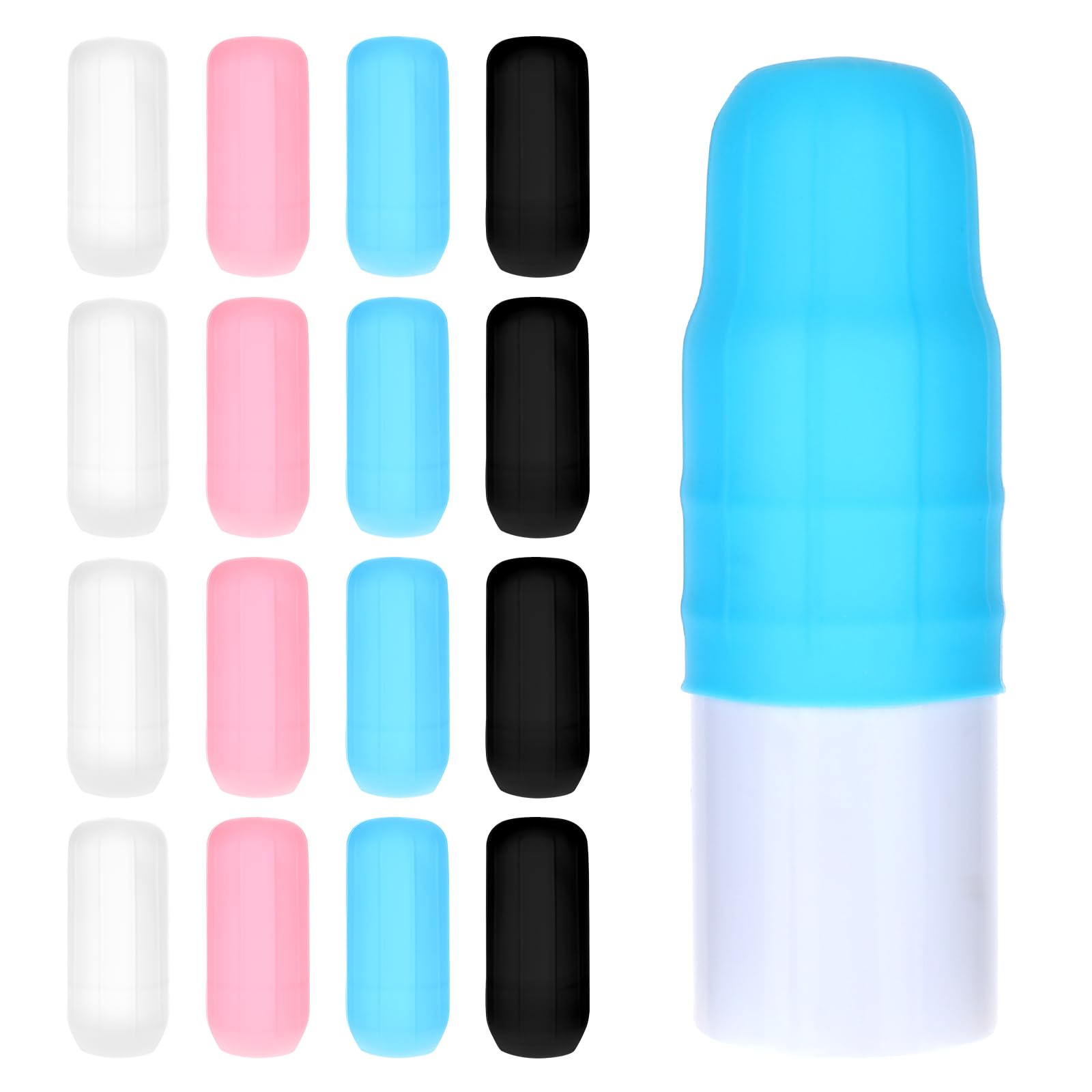 16 Pack Silicone Travel Bottle Covers - Leak Proof Toiletry Sleeves for Shampoo, Conditioner & Body Wash - Cruise Essentials & TSA Approved Travel Accessories (Perfect for Vacations, Camping & Gym Bags)