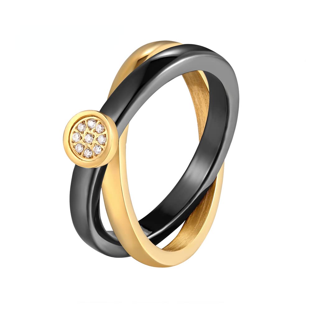 CZ Crystal Infinity Cross Ring for Women & Men - Stainless Steel & Ceramic X-Shaped Jewelry - Perfect for Gifts, Weddings, and Everyday Fashion Accessories