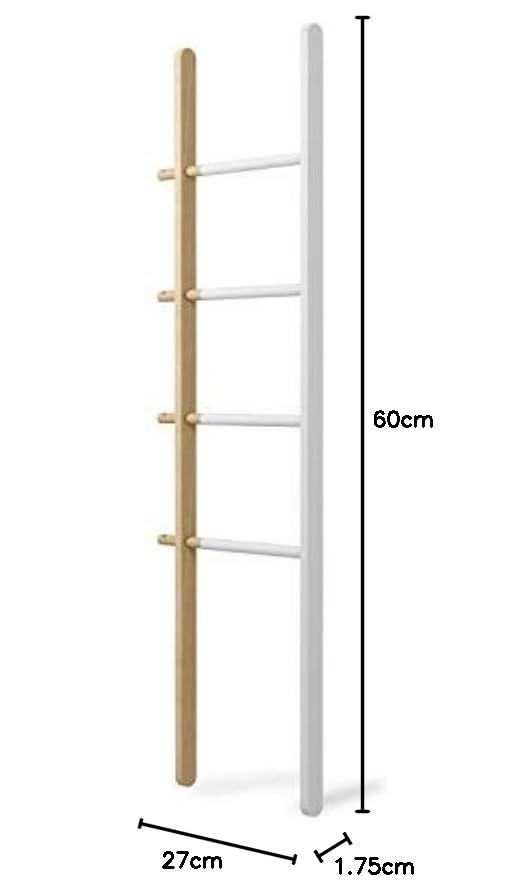 Umbra Hub Ladder - Expandable Freestanding Clothing Rack, Bathroom Towel Holder & Clothes Organizer in White/Natural - Perfect for Bedroom, Laundry Room & Small Space Organization