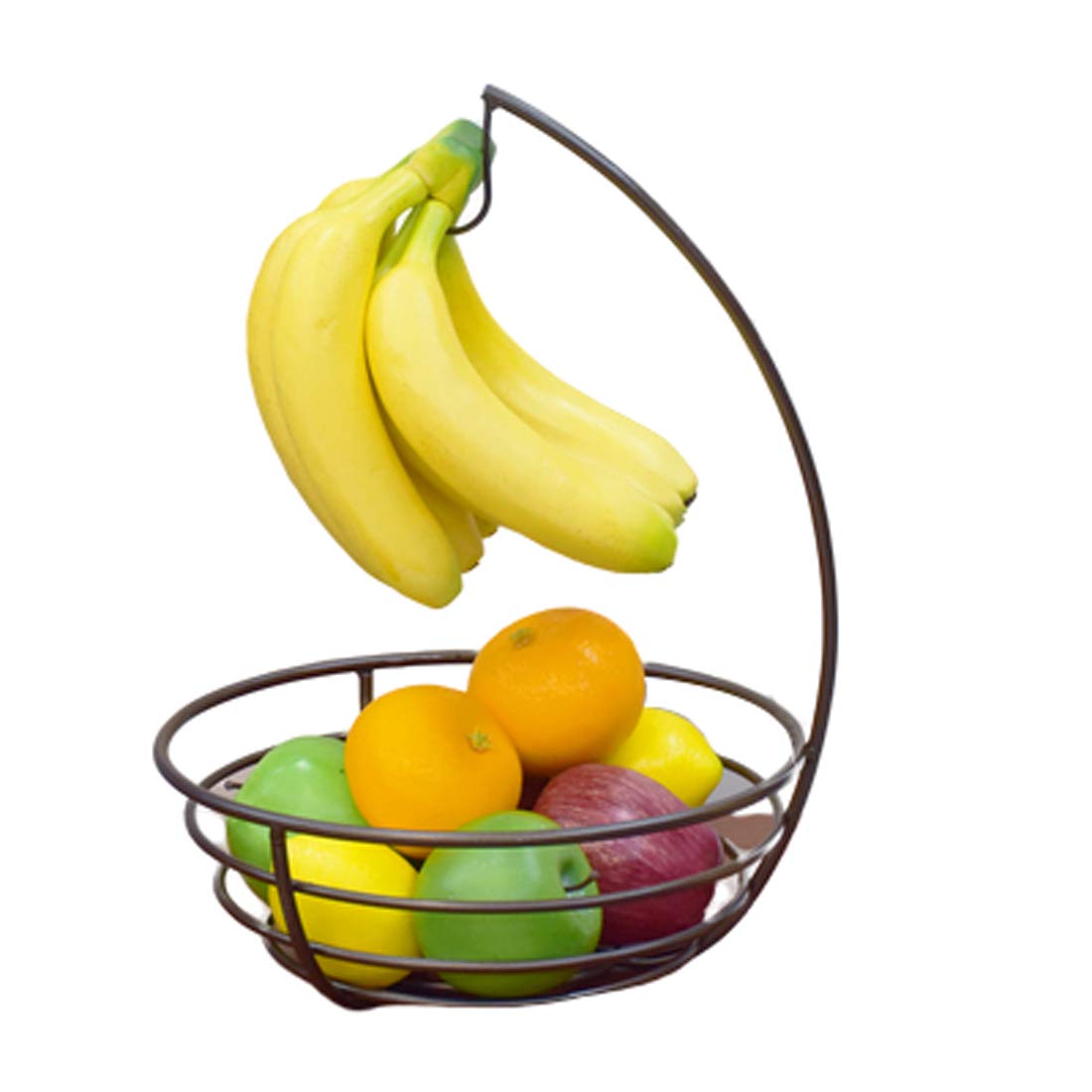 XMZFQ Bronze Fruit Basket & Banana Hanger - Multi-Purpose Kitchen Storage Organizer for Fruits, Vegetables - Perfect for Countertop, Pantry & Living Room Decor