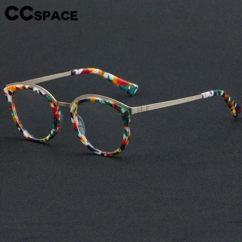 CCspace Unisex Full Rim Large Cat Eye Acetate Eyeglasses 56913 - Stylish Retro Frame for Men & Women - Perfect for Reading, Fashion, and Everyday Wear