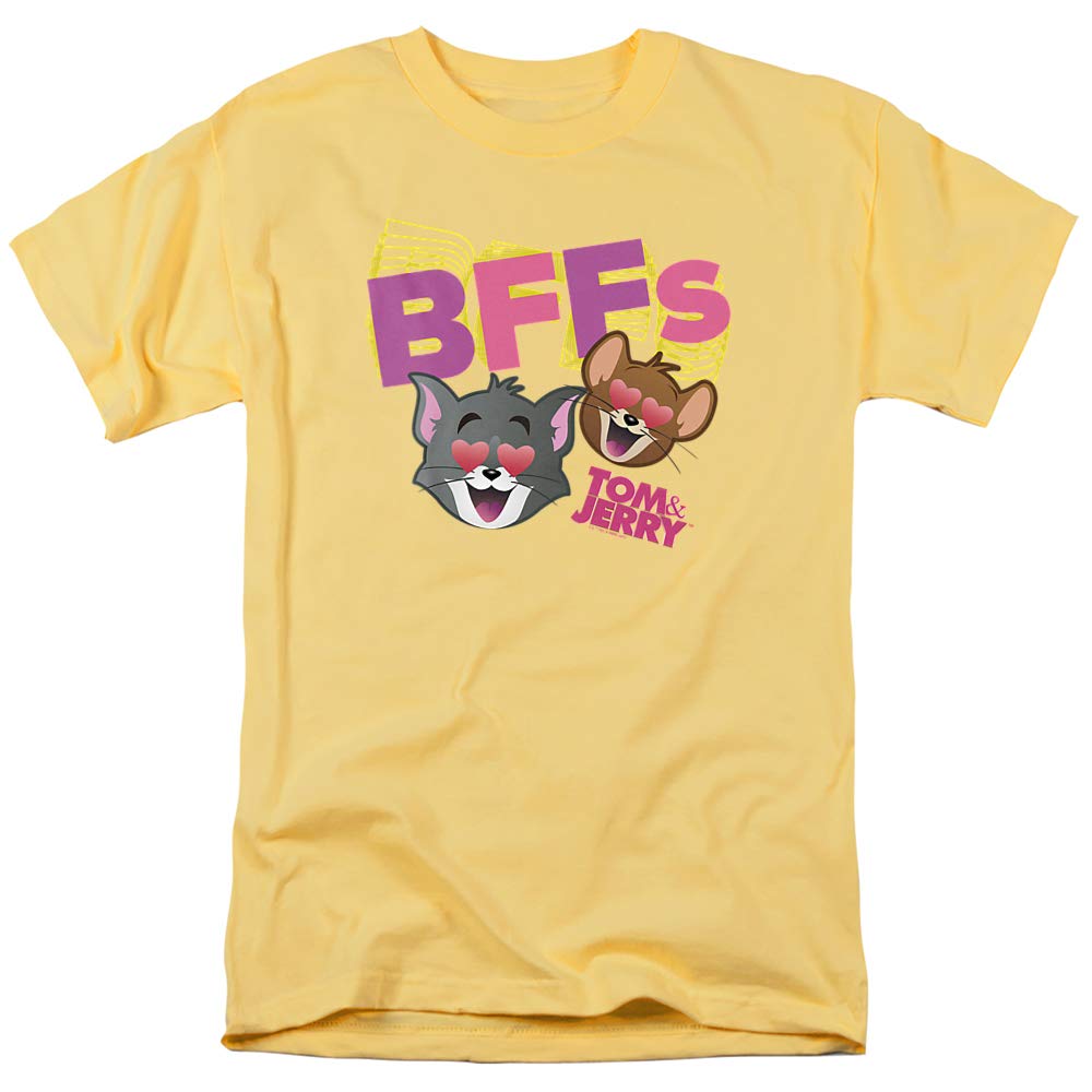 Tom and Jerry Movie BFFs Unisex Adult T-Shirt - Funny Cartoon Banana Print Cotton Tee for Men & Women - Perfect for Casual Wear, Cosplay, and Gift Giving (Size 3X-Large)