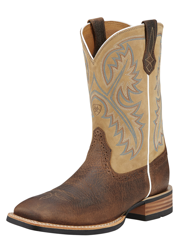 Ariat Men's Quickdraw Western Boots - Tumbled Bark Leather Cowboy Boots for Riding, Work & Outdoor Adventures
