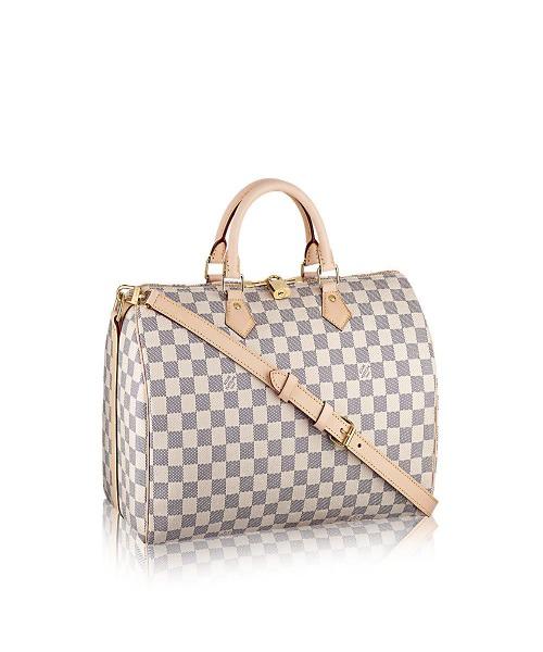 LV Speedy Bandouliere 35 Handbag - Damier Azur Canvas Crossbody Bag with Adjustable Strap | Perfect for Travel, Work & Everyday Use