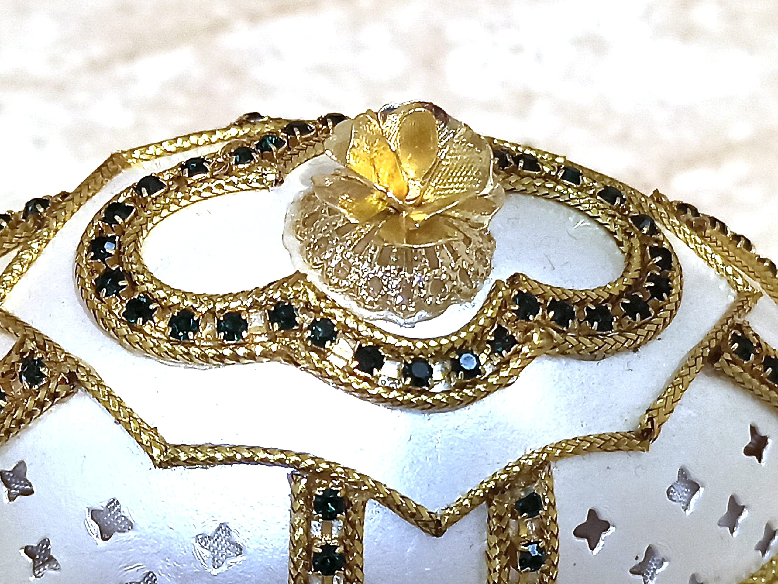 Handcrafted 24K Gold Butterfly Jewelry Box - Real Emerald Crystal Gem Faberge Egg Treasure Box | Unique Music Box Gift for Teenagers, Birthday, Christmas | Perfect for Jewelry Storage & Decorative Home Accent