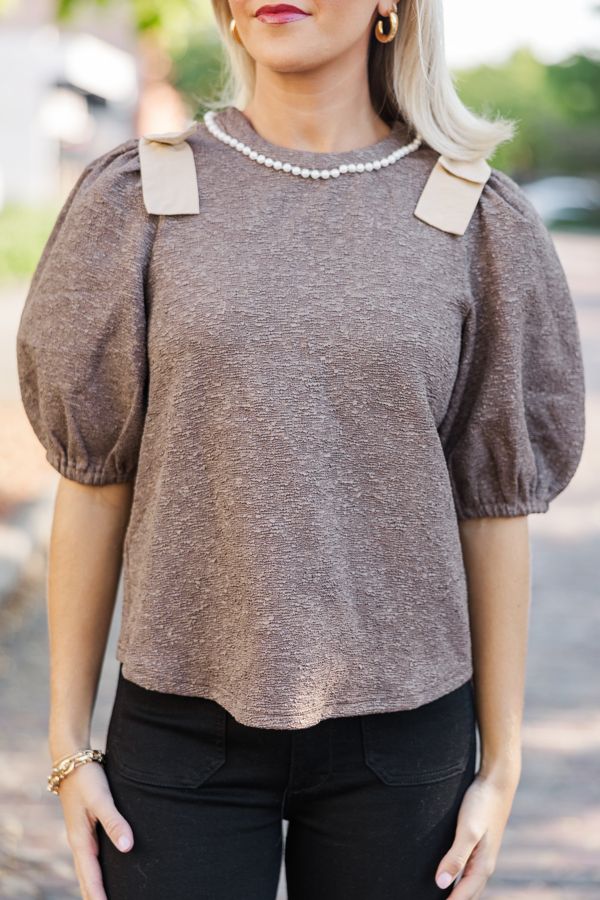 Best Brown Tweed Blouse for Women - Elegant Office Wear & Casual Outfits | Perfect for Work, Dates & Fall Fashion
