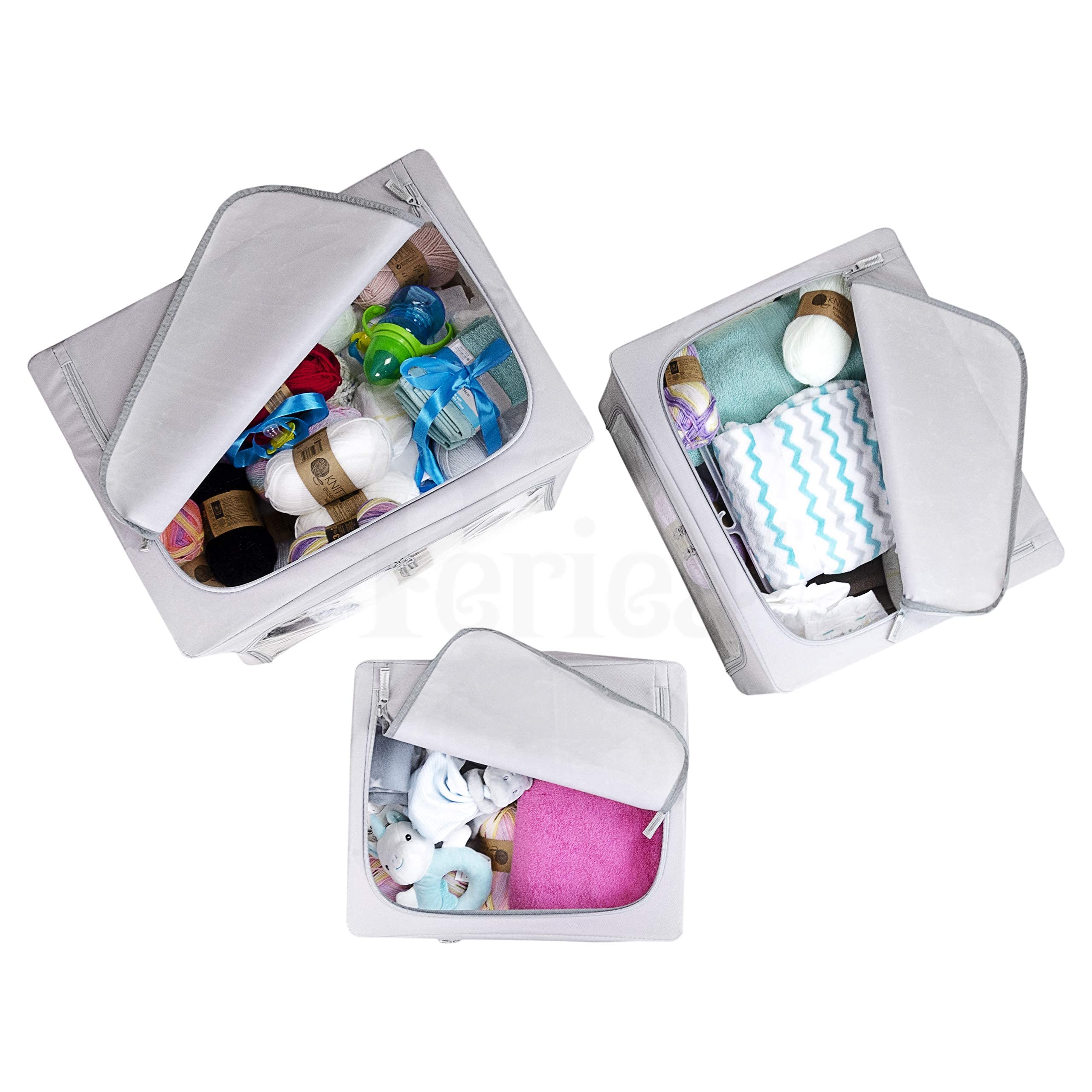 Oxford Cloth Steel Frame Under Bed Storage Boxes - Pack of 2 Medium Closet Organizers (Metallic Floral) - Perfect for Bedroom, Dorm, or Small Space Organization