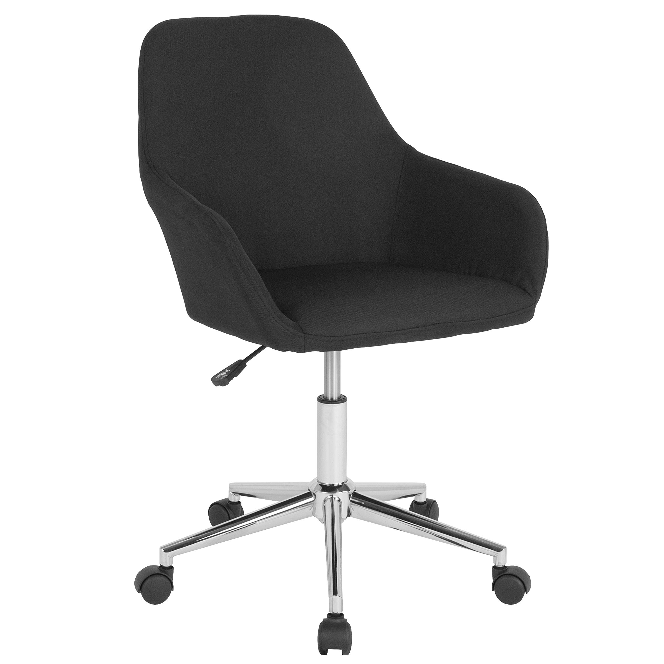 Ergonomic Black Fabric Mid-Back Office Chair with Lumbar Support - Comfortable Home & Workspace Seating for Long Hours of Sitting