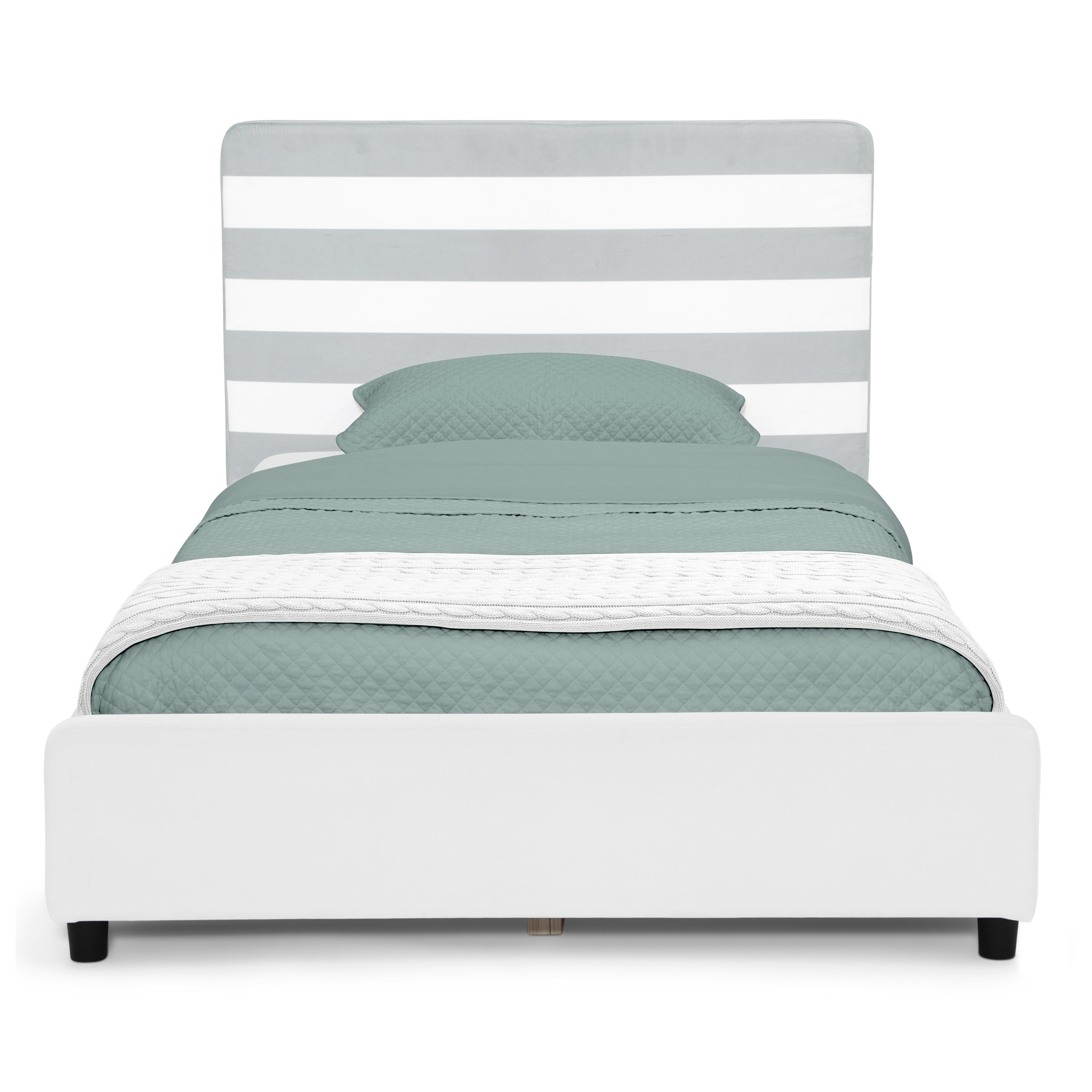 Upholstered Twin Bed with Headboard - Soft Fabric Bed Frame for Kids & Teens - Perfect for Bedrooms, Dorms & Guest Rooms