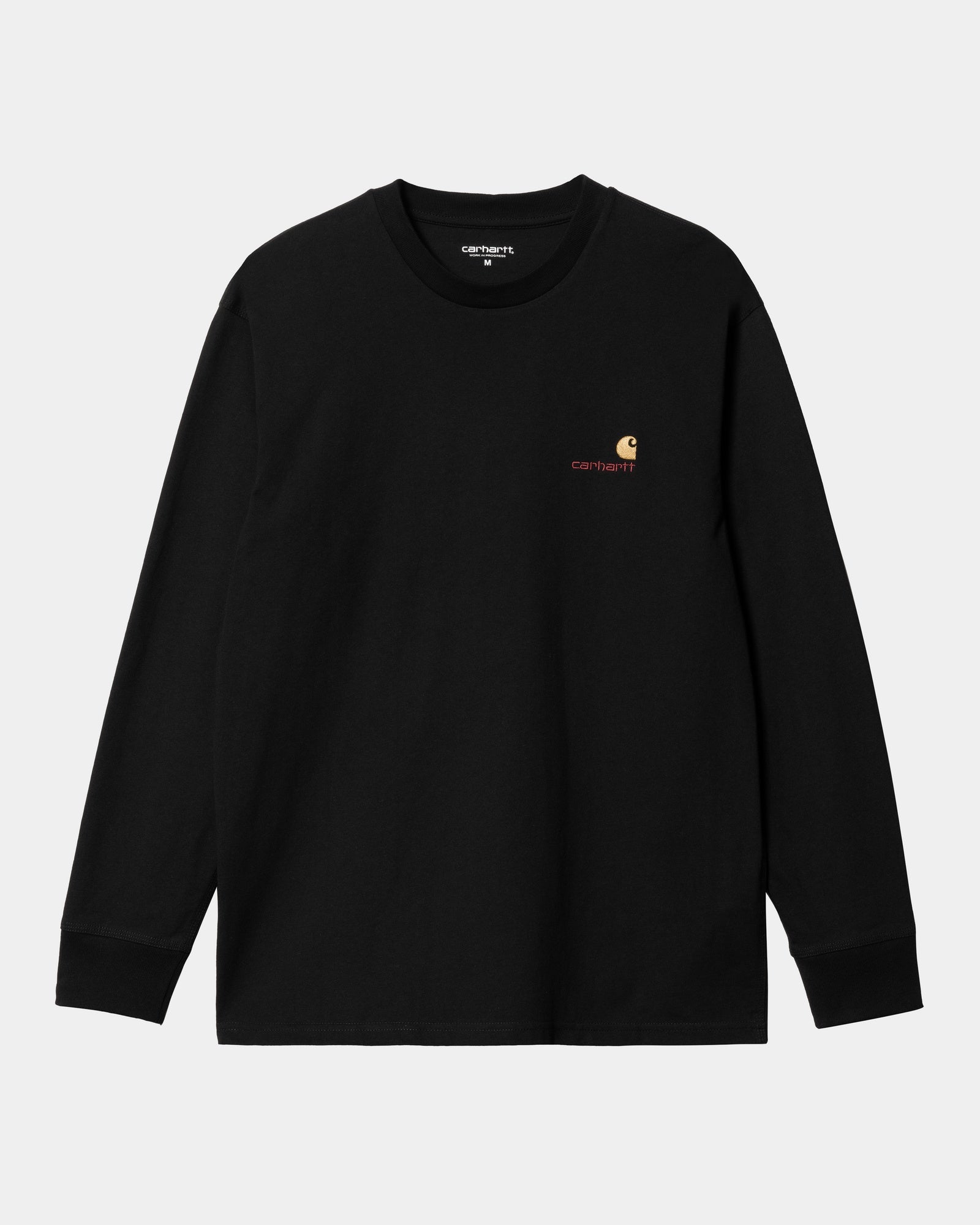 American Script Long Sleeve T-Shirt for Men & Women | Soft Cotton Crewneck Tee in Black | Casual Wear, Street Style & Everyday Outfits