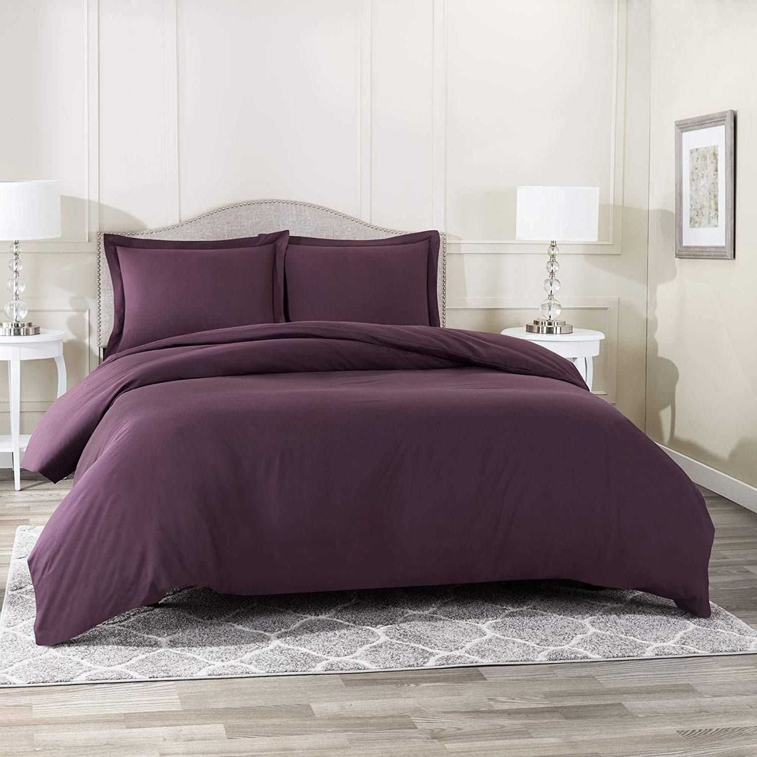 Premium 300 GSM Organic Cotton 2-Piece Bedding Set - 500 Thread Count Duvet Cover & Comforter (Eggplant, Twin) for Cozy Nights & Luxurious Sleep