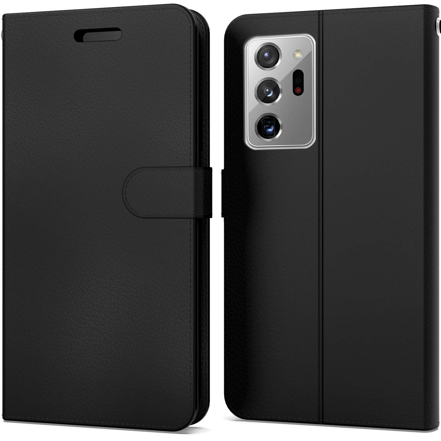 Premium RFID Blocking Leather Wallet Case for Samsung Galaxy Note 20 Ultra - Flip Folio Stand Cover with Screen Protector (Black) | Perfect for Business, Travel & Everyday Protection