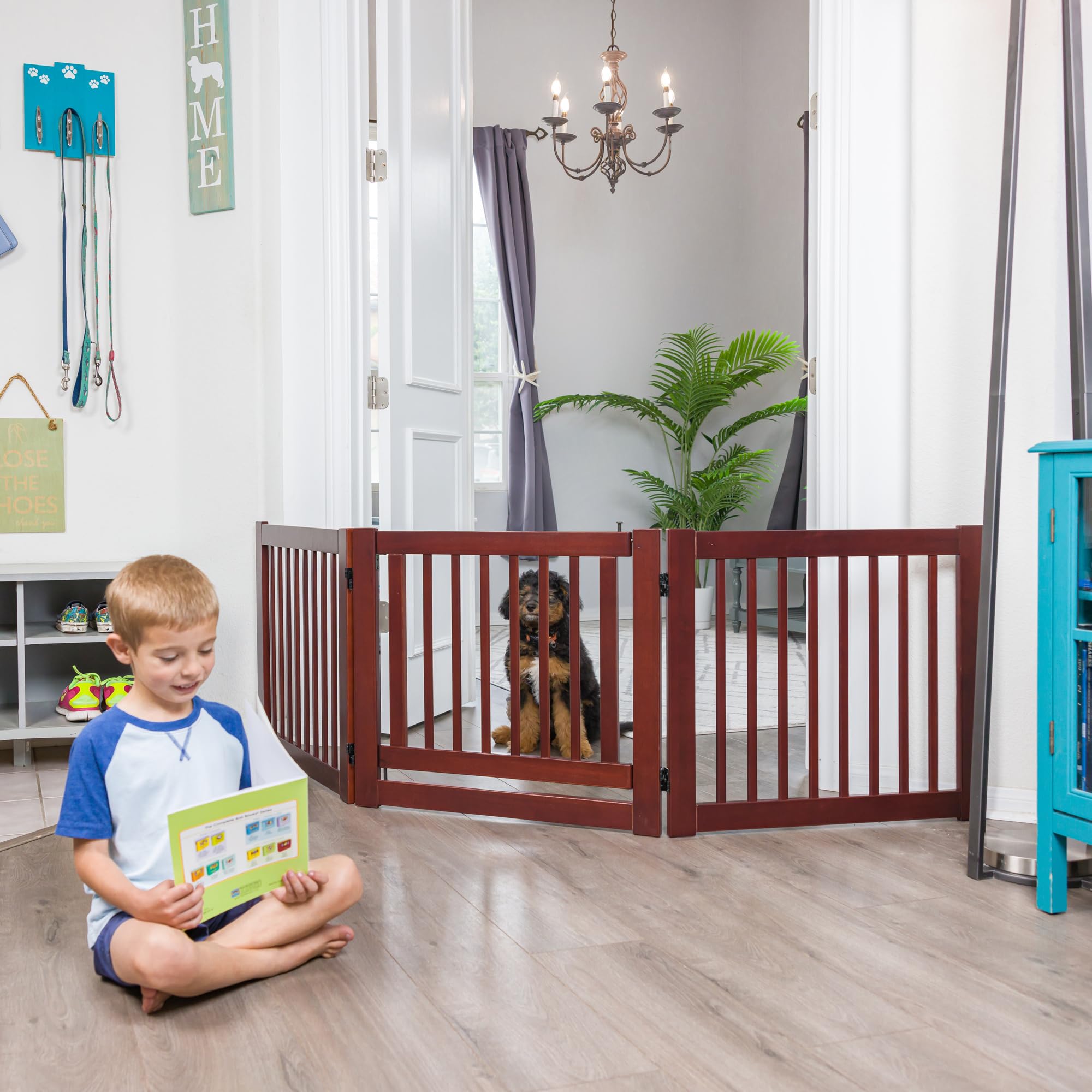 360° Adjustable Freestanding Pet Gate with Door - Ideal for Home, Stairs & Wide Openings | Safe & Secure for Dogs & Cats