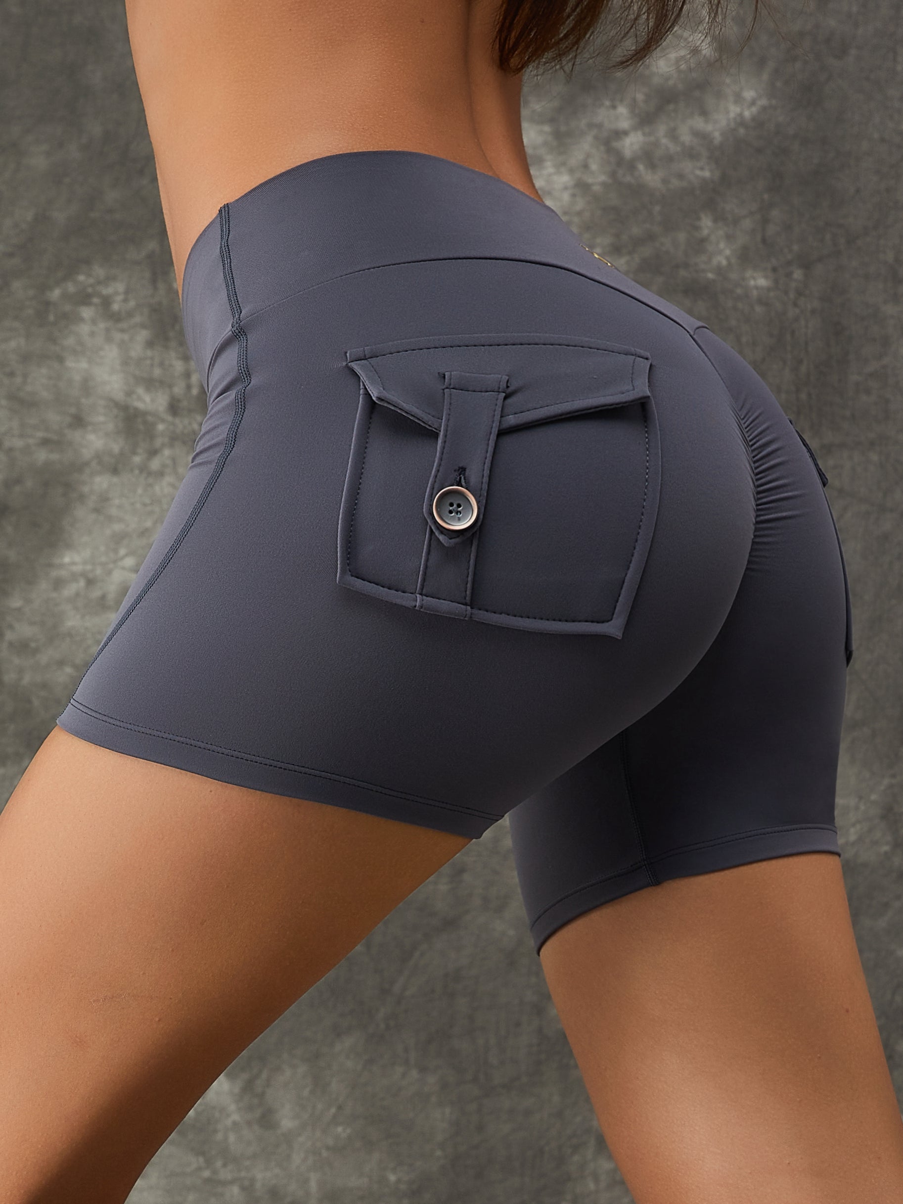 ZASUWA Women's High Waist Scrunch Butt Shorts Tracksuit Set with Pockets & Deep U-Neck - Gym Workout, Yoga, Running, Casual Streetwear