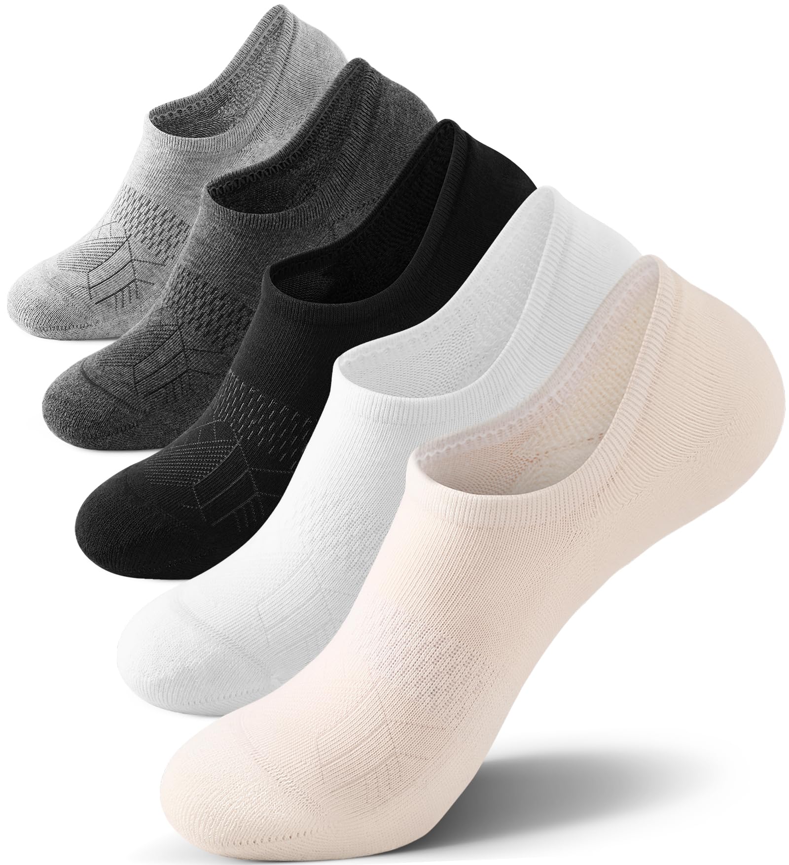 FITRELL Women's No Show Socks - Cotton Cushioned Athletic Invisible Socks (5-8 Pairs) for Running & Sneakers