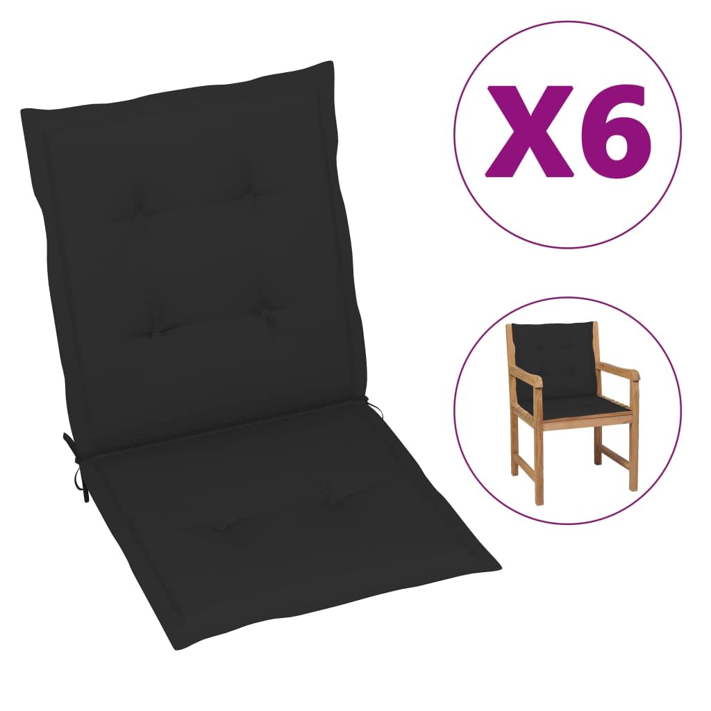 6-Piece Garden Chair Cushion Set - Waterproof Outdoor Patio Seat Cushions with Dual Side Ties & Elastic Band (39.4