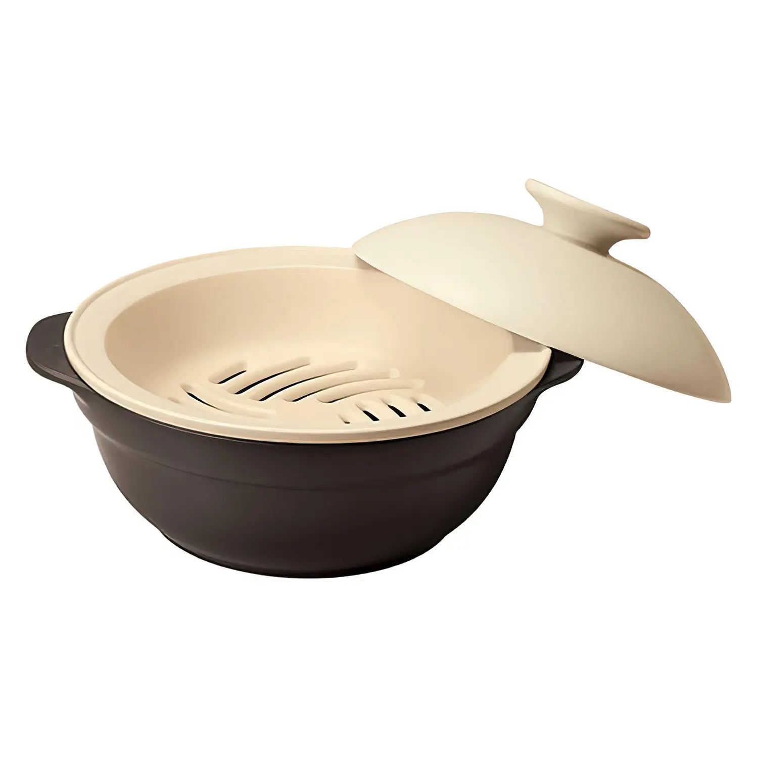 Premium Karl Ceramic Induction Donabe Casserole Pot with Steamer Insert - Japanese Clay Pot for Hot Pot, Steaming & Slow Cooking - Perfect for Home Dining & Family Gatherings