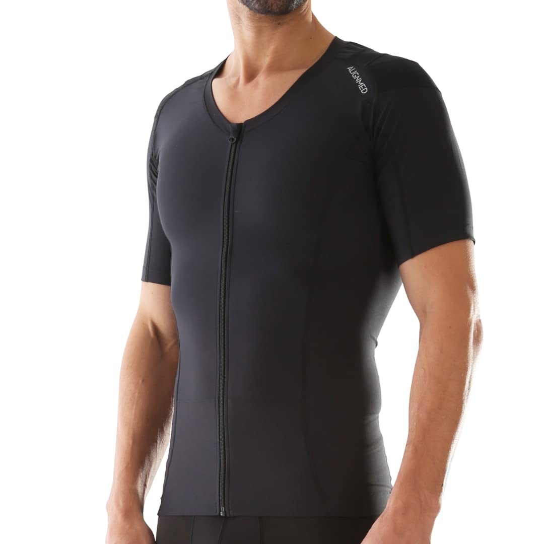 ALIGNMED Posture Shirt 2.0 for Men - Adjustable Zipper Back Support Shirt - Improve Posture & Reduce Back Pain - Perfect for Office Work, Driving & Daily Activities
