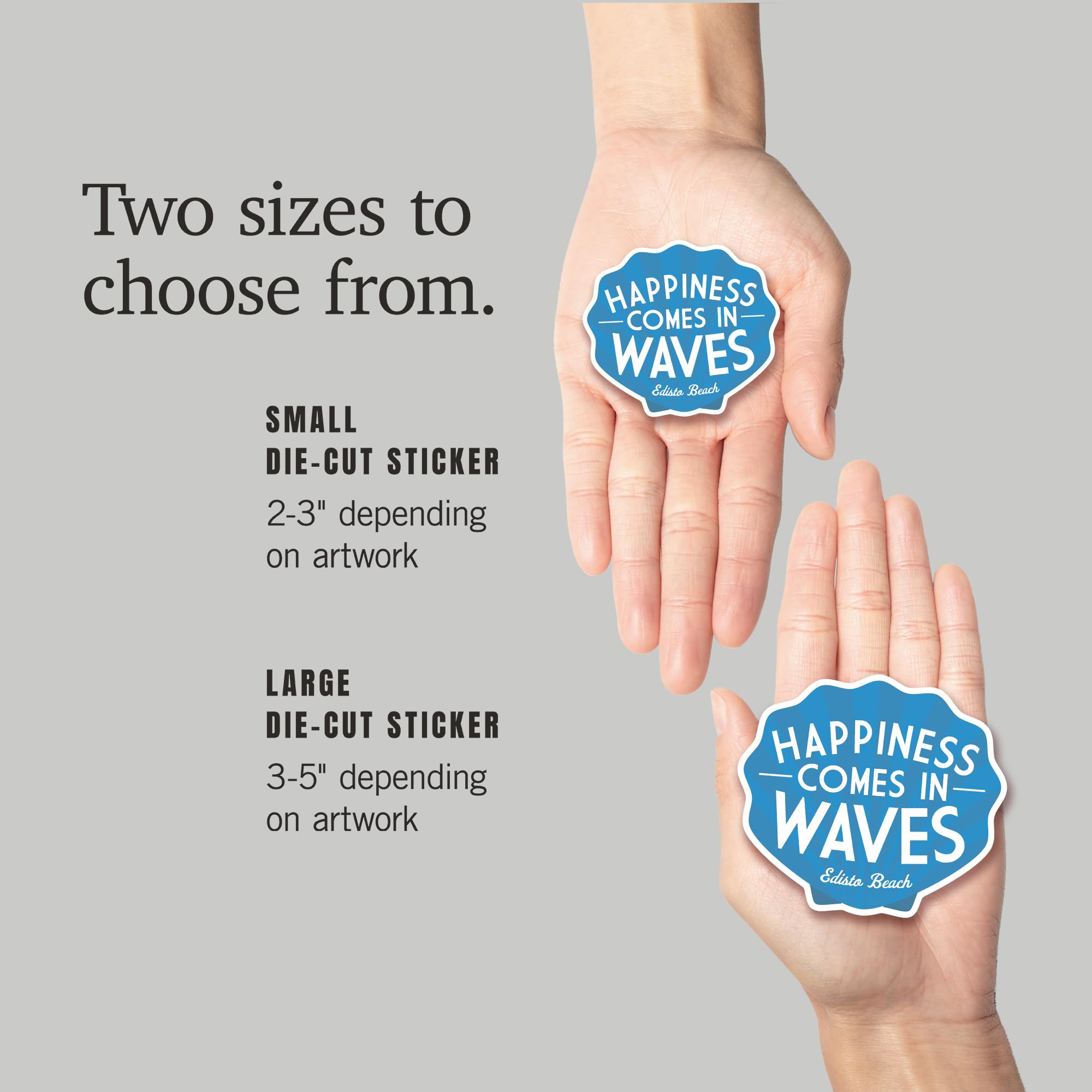Waterproof Die Cut Vinyl Sticker - Edisto Beach South Carolina 'Happiness Comes in Waves' Decal (3-6 inch) for Cars, Laptops, Water Bottles & Coolers - Perfect for Beach Lovers & Coastal Decor