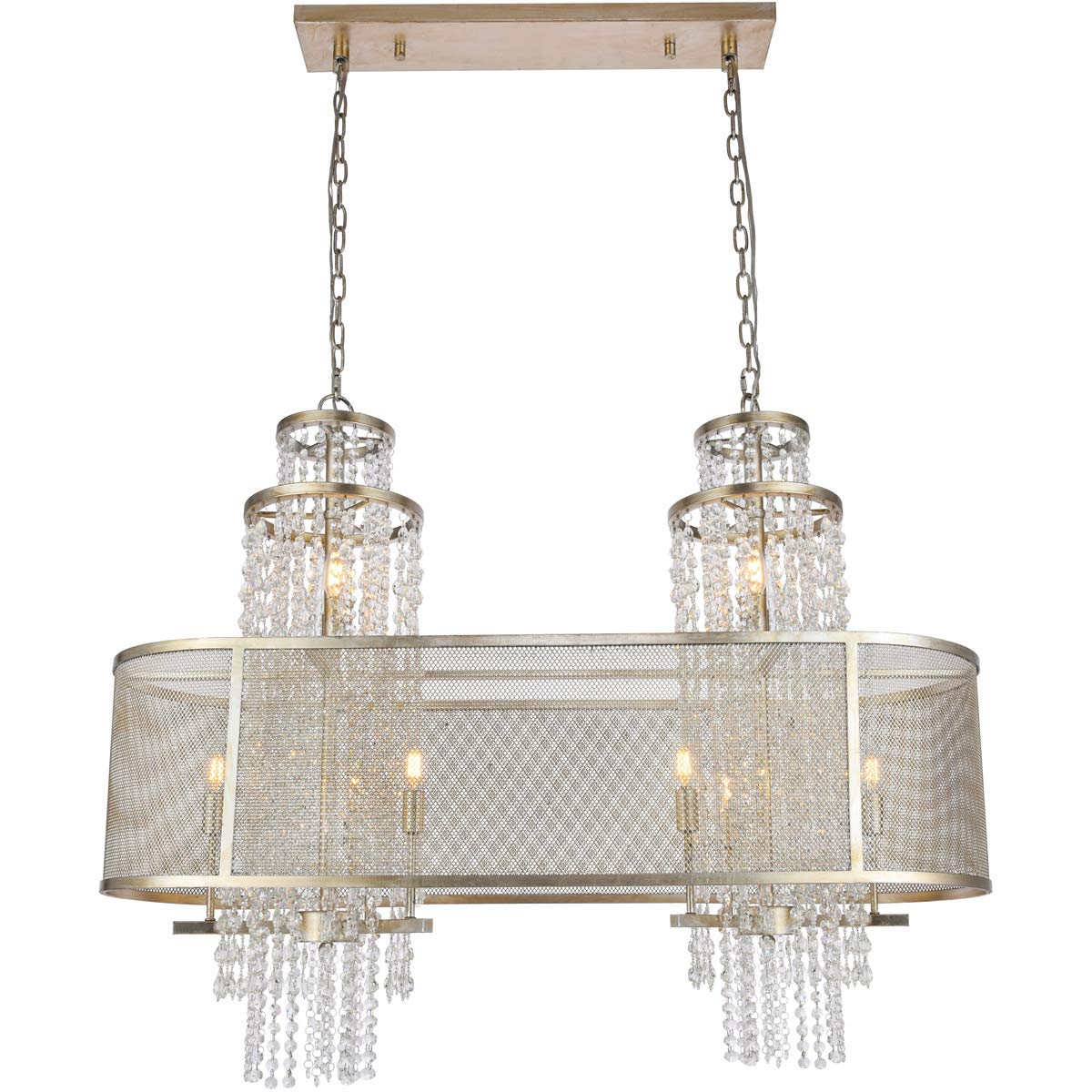10-Light Antique Silver Leaf Chandelier with E12 Bulb Base - 16
